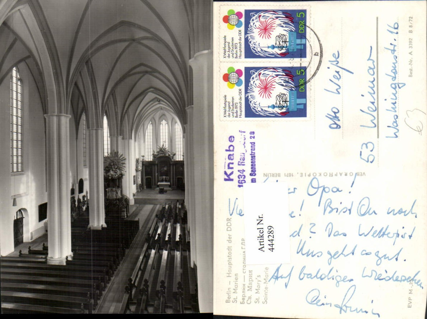 444289,Berlin St. Marien Kirche Innenansicht