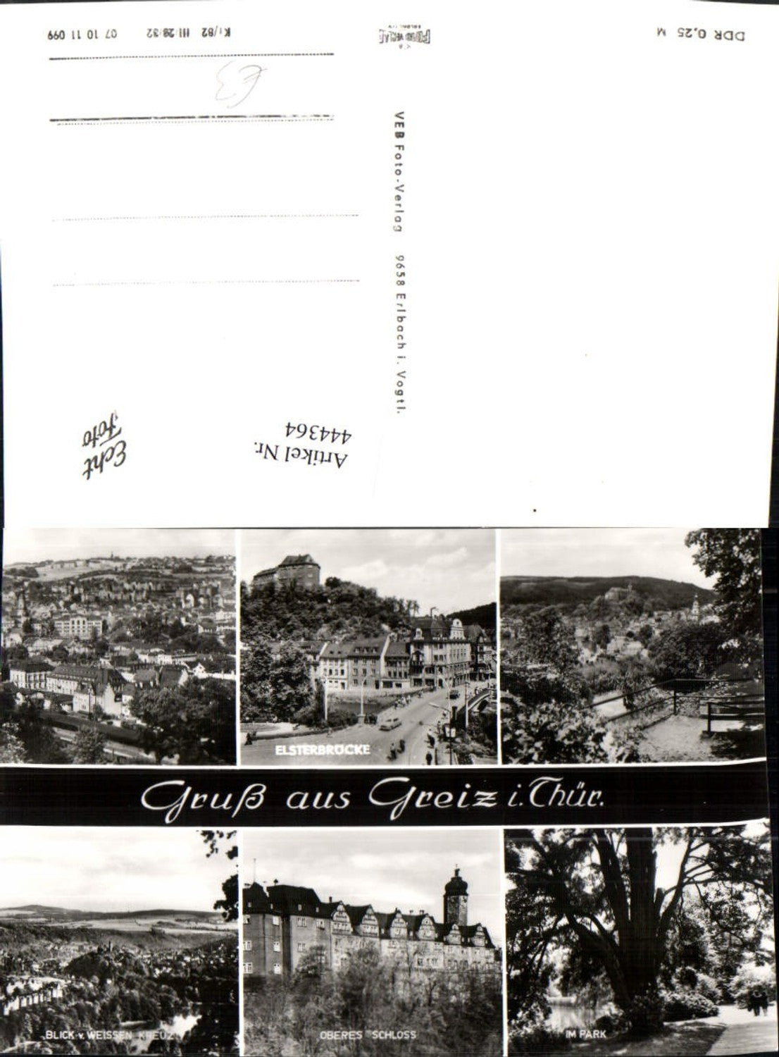 444364, Greiz Total Elster Bridge Castle Park Multi-view postcard