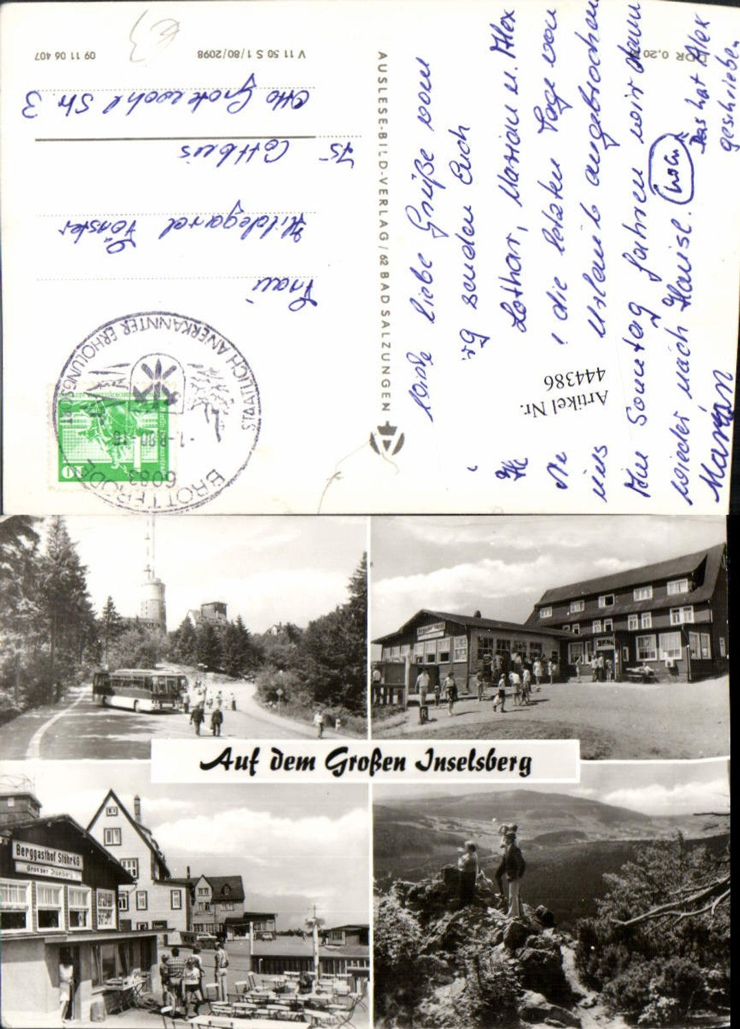 444386, Großer Inselsberg near Brotterode, mountain inn, bus, multi-view map