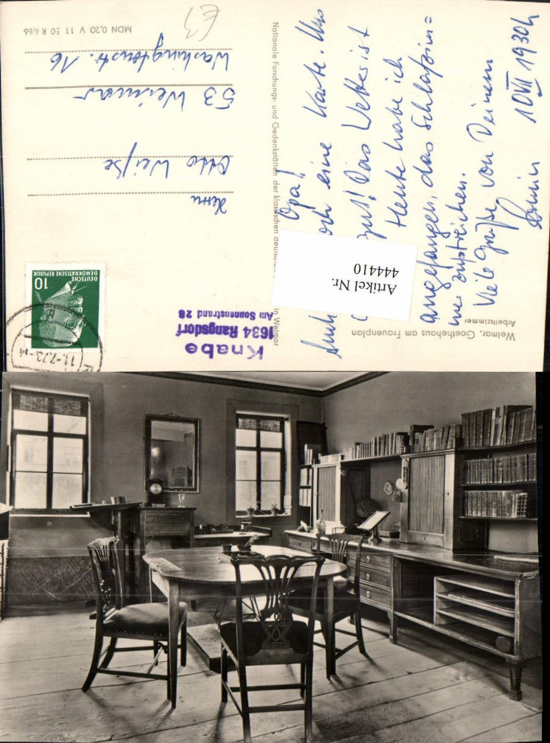 444410,Weimar Goethehaus am Frauenplan Arbeitszimmer Innenansicht