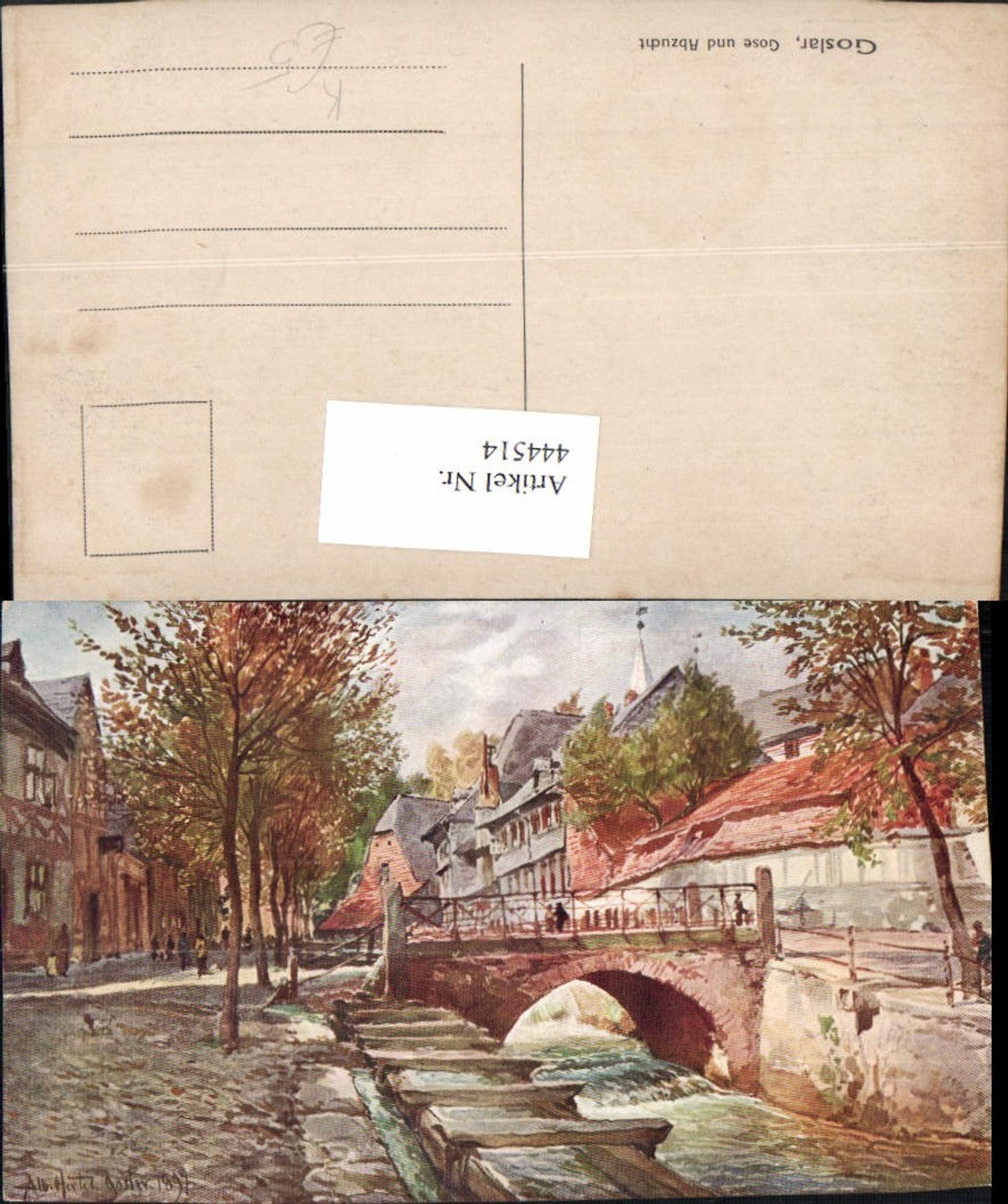 444514,Künstler AK Goslar Gose und Abzucht Kanal Brücke