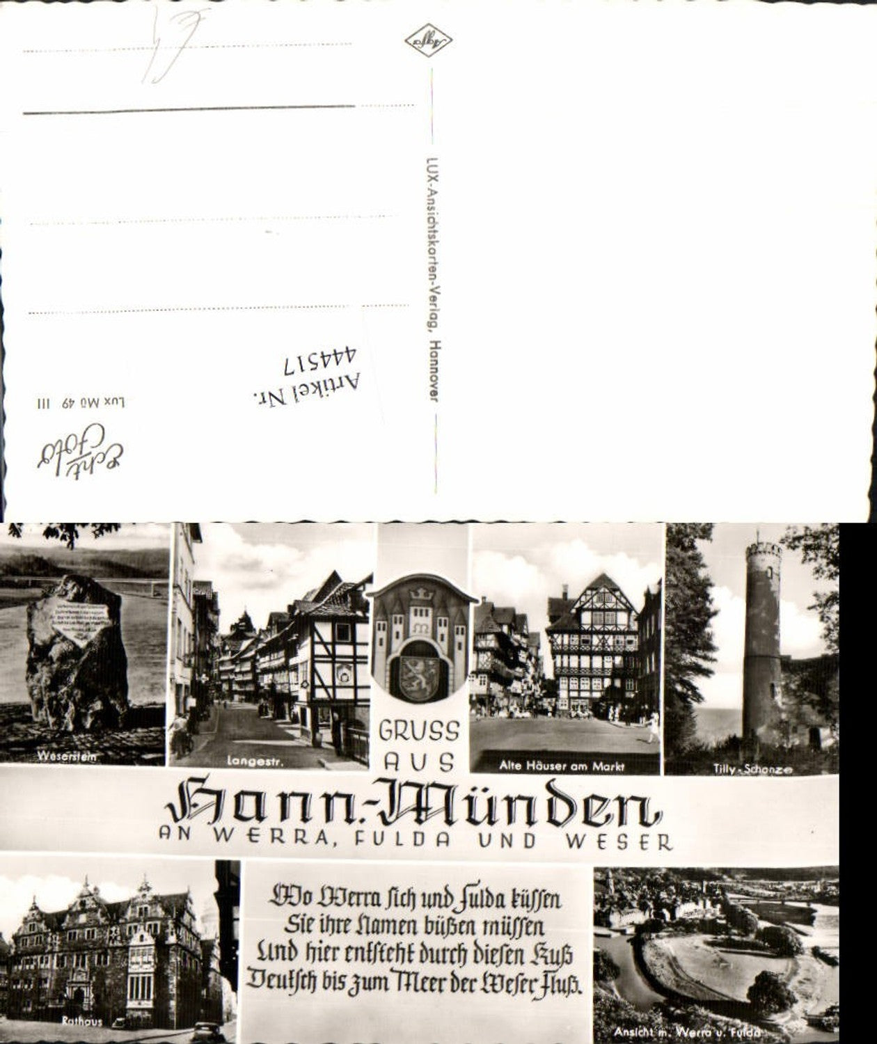 444517,Hannoversch Münden Weserstein Alte Häuser Rathaus Mehrbildkarte