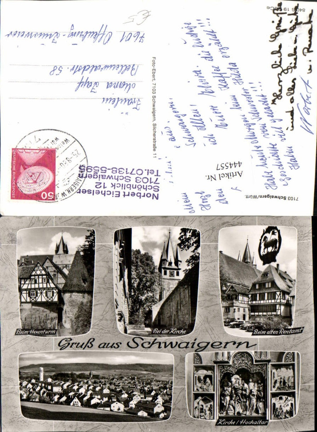 444557,Schwaigern Totale Kirche Rentamt Hexenturm Mehrbildkarte