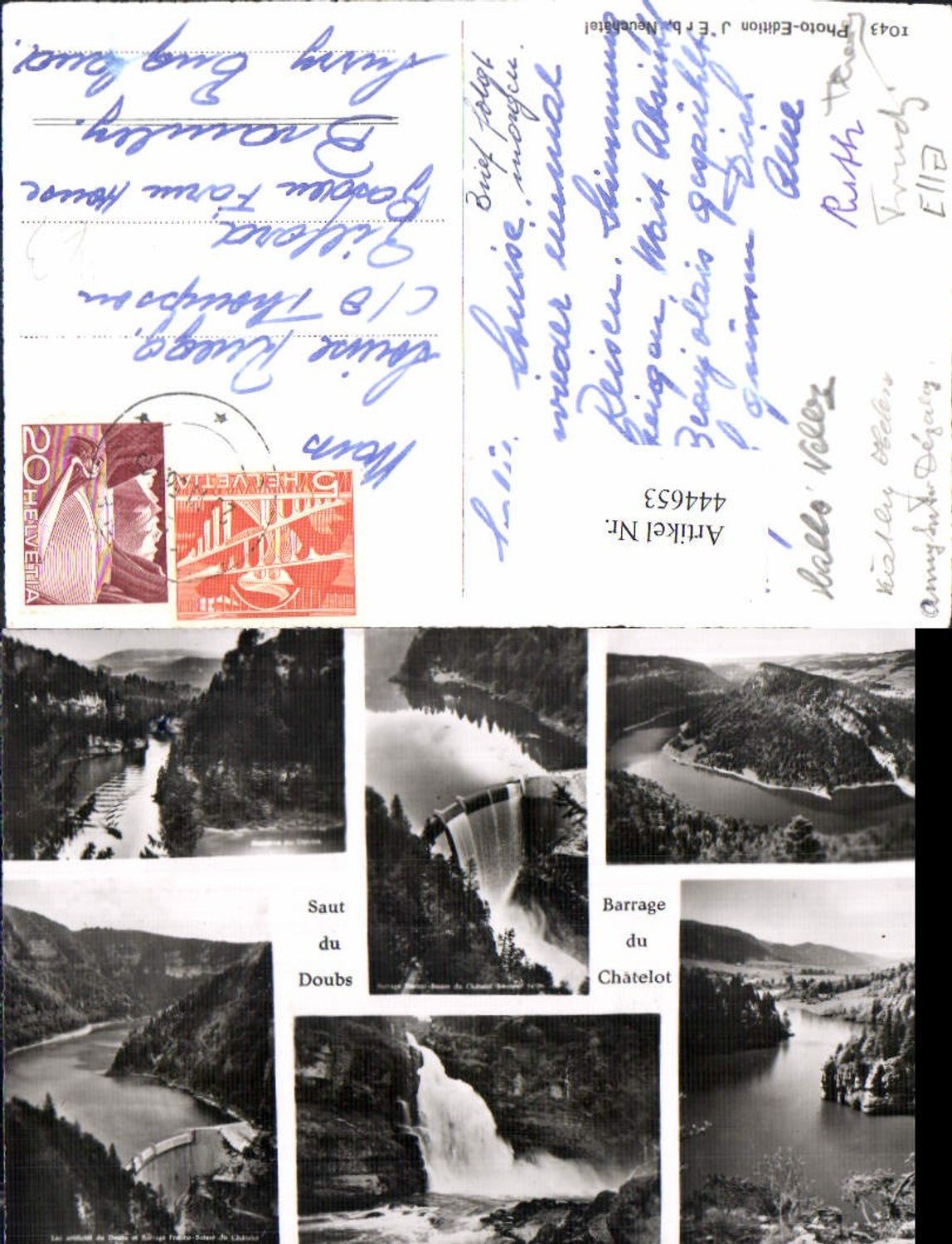 444653,Mehrbild Ak Talsperre Barrage du Chatelot Saut du Doubs
