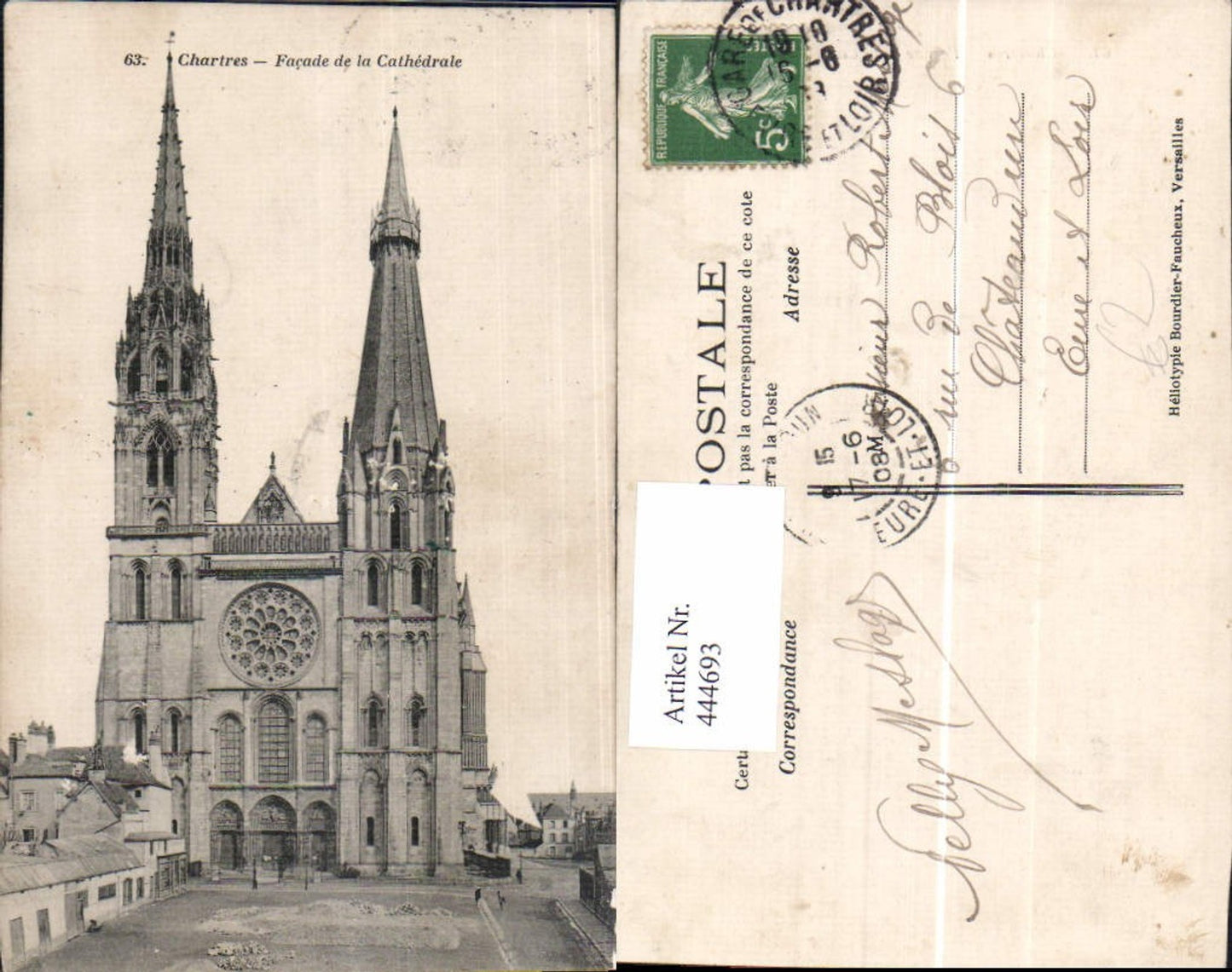 444693,Chartres Facade de la Cathedrale Kathedrale Kirche