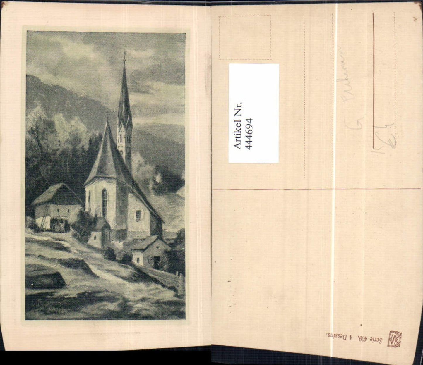 444694,Künstler Ak G. Fuhrmann Kirche Passepartout