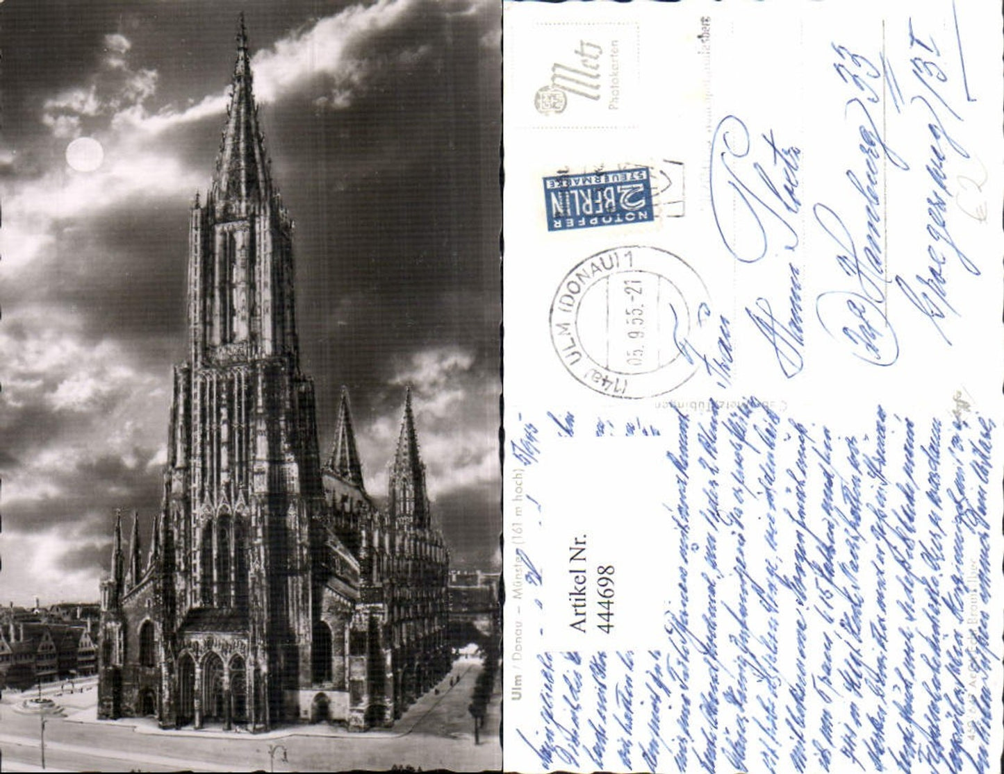 444698,Foto Ak Ulm Donau Münster Kirche