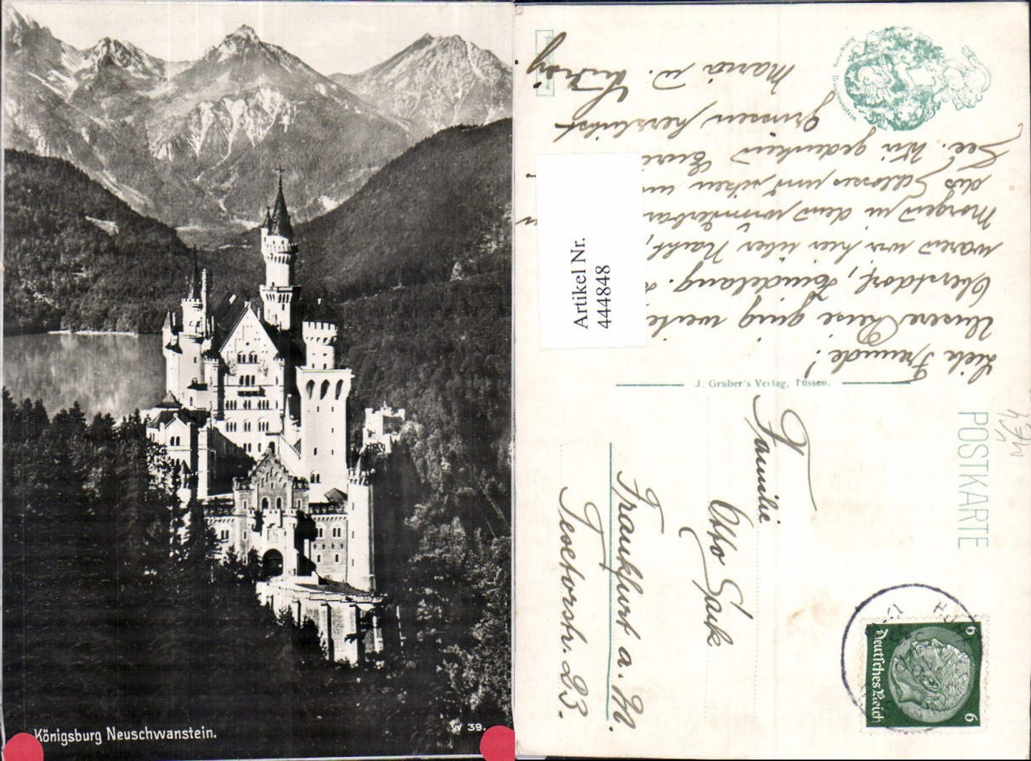 444848,Schloss Neuschwanstein Alpsee pub J. Gruber Füssen