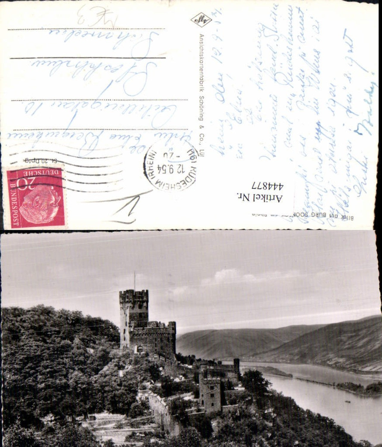 444877,Foto Ak Blick auf Burg Sooneck a. Rhein Rüdesheim