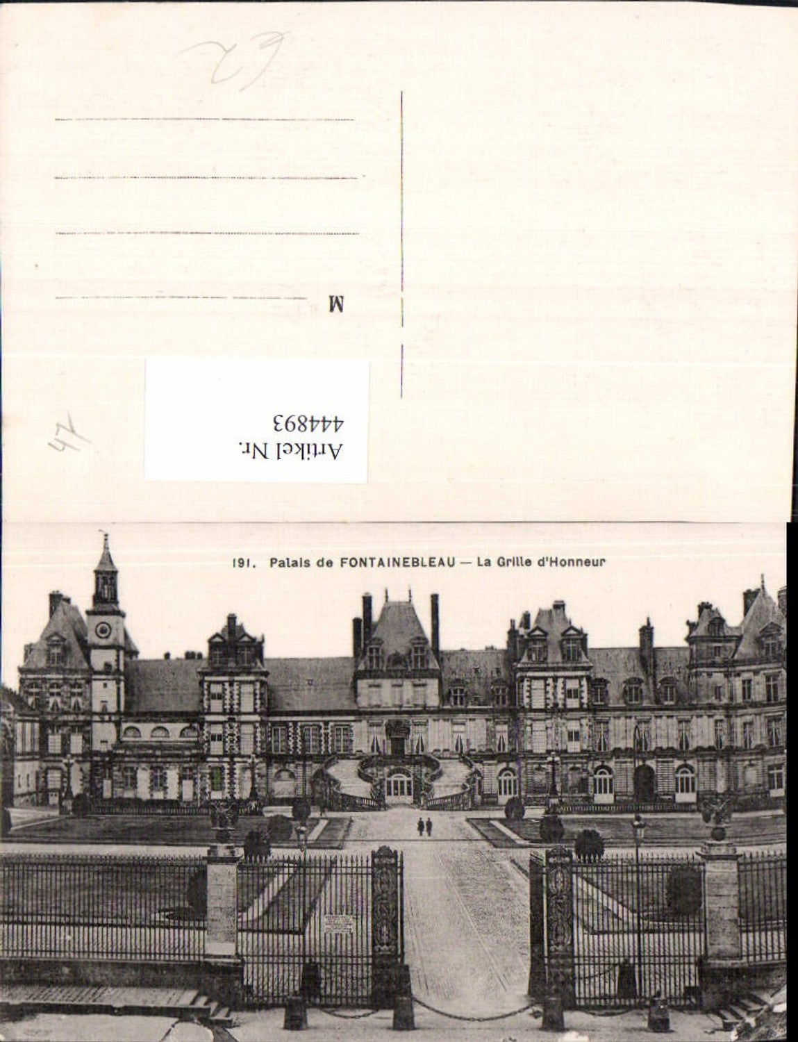 444893,Palais de Fontainebleau La Grille d Honneur Schloss