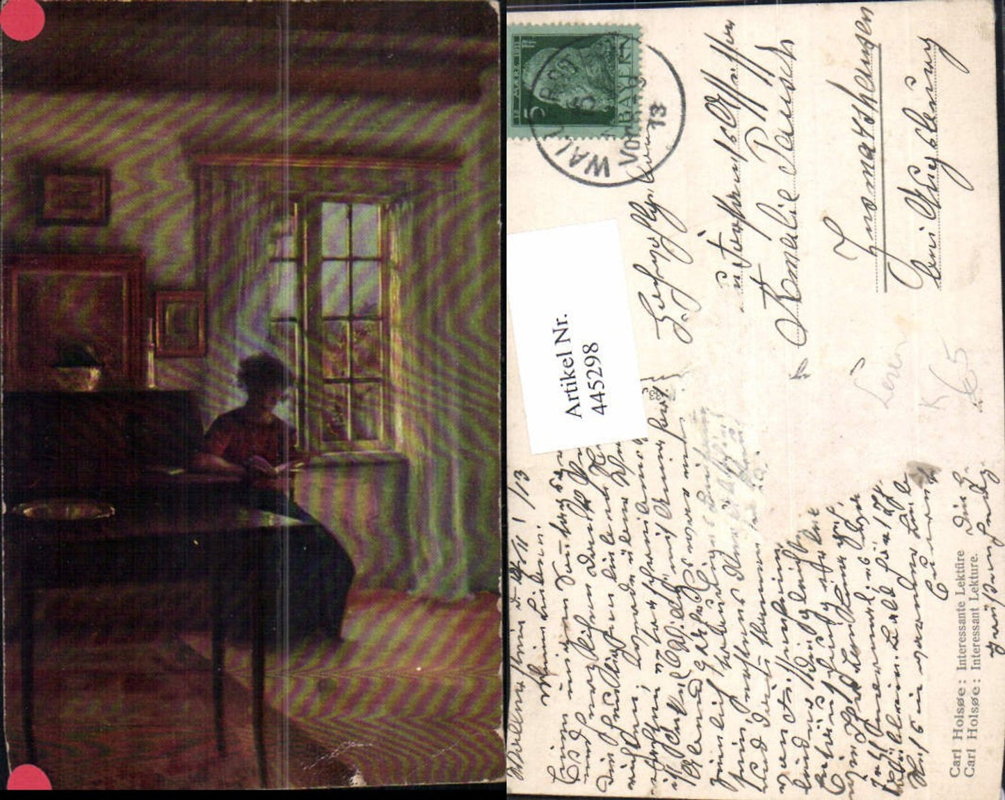 445298,Künstler Ak Carl Holsoe Interessante Lektüre Lesen Frau Buch