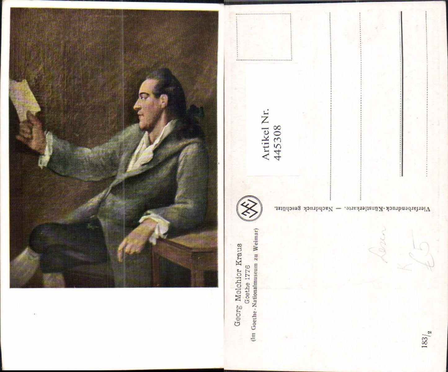 445308,Künstler Ak Georg Melchior Kraus Goethe Brief Lesen