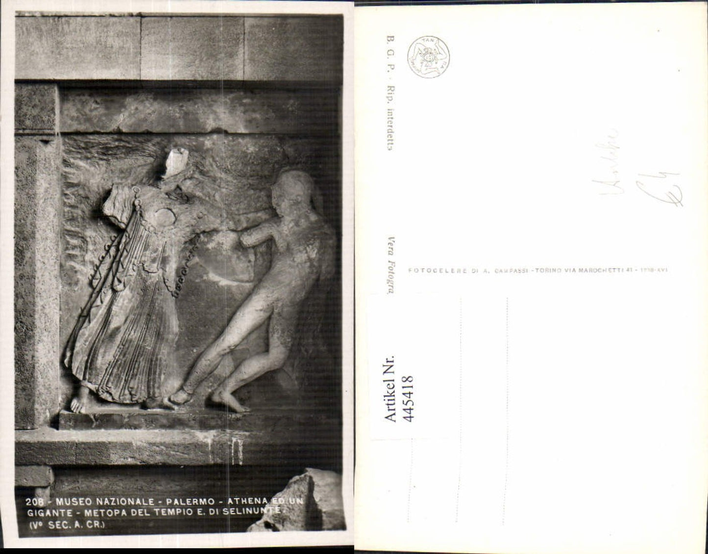 445418,Antike Palermo Athena ed un Gigante Museum Nazionale