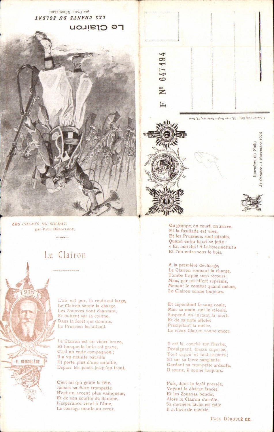 445433,Klappbare Ak Le Clairon Les Chants du Soldat Paul Deroulede 19. Jhdt.