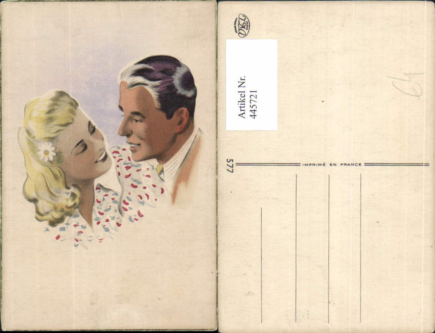 445721,Künstler Ak Paar Liebe Portrait Verliebter Blick