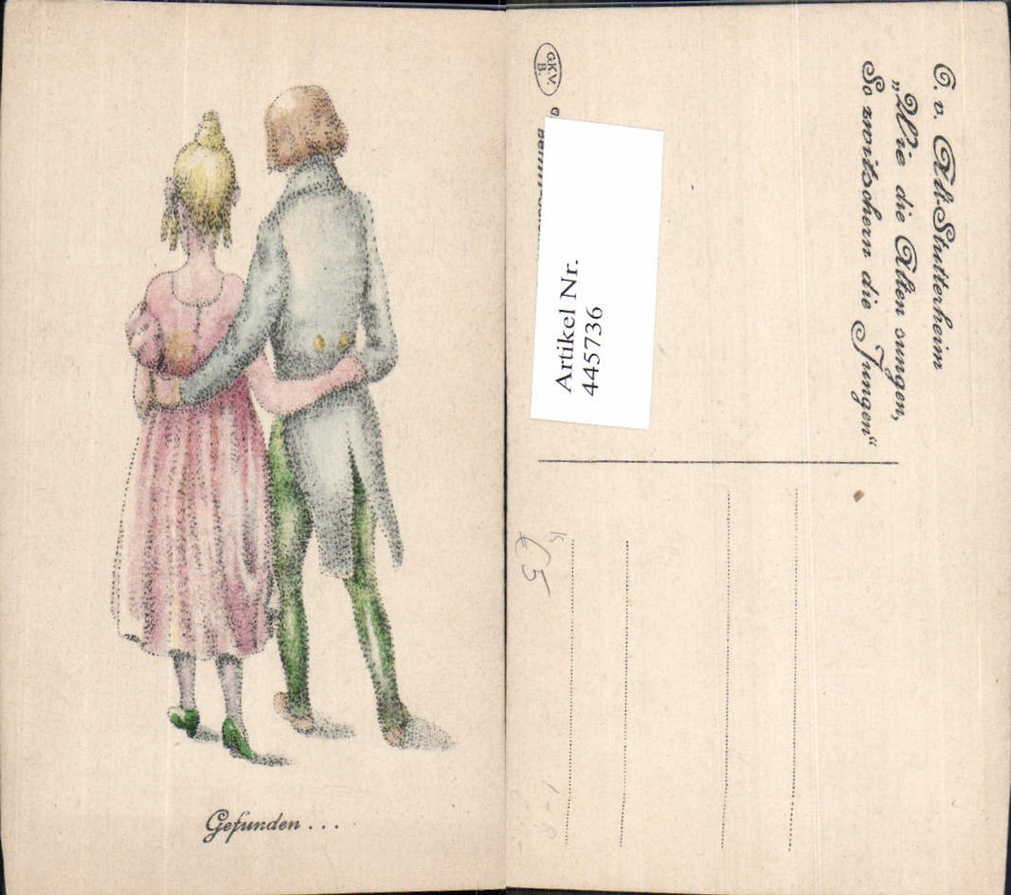 445736,Künstler Ak G. v. Alt-Stutterheim Gefunden Umarmung Rückenansicht Paar Liebe