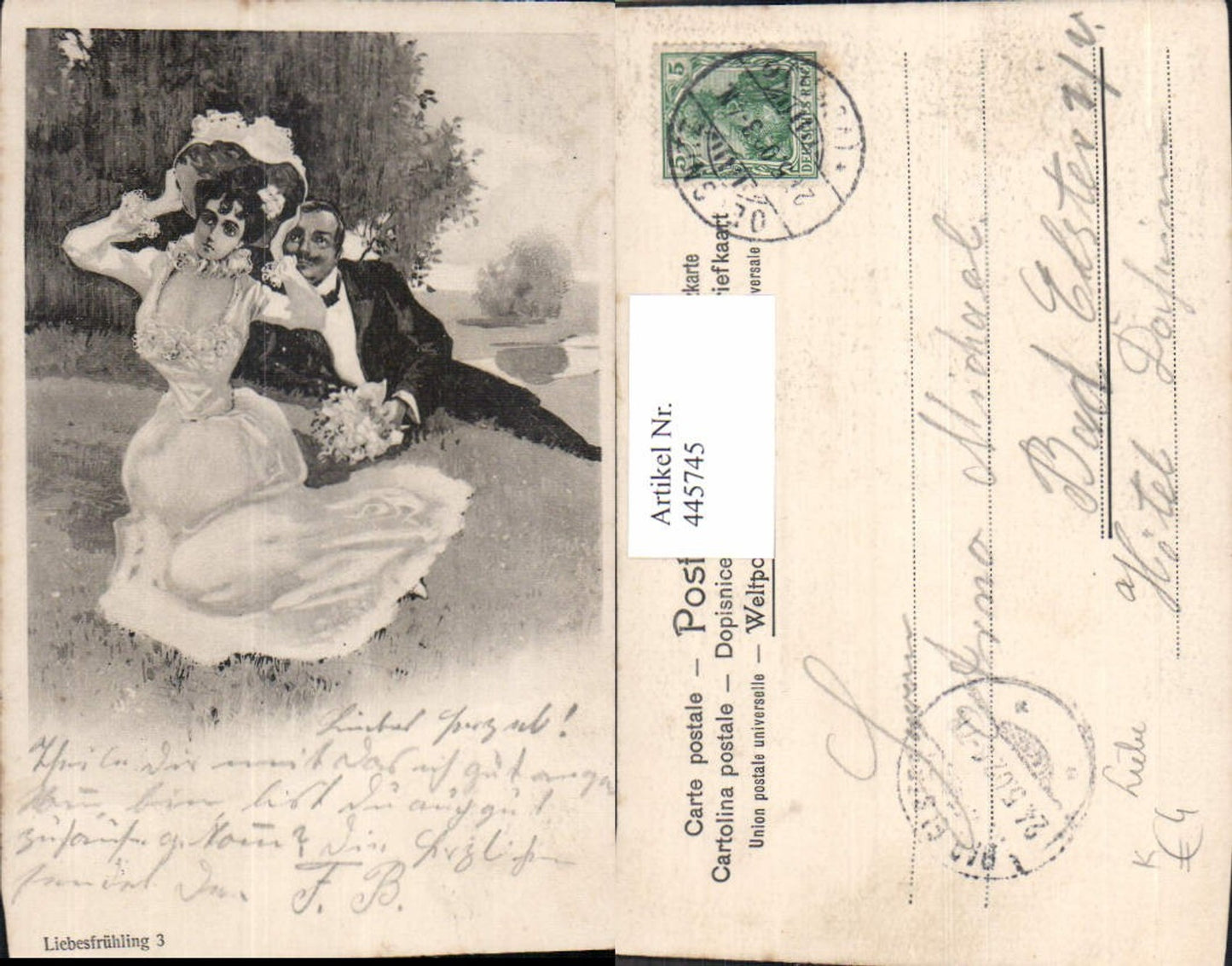 445745,Künstler Ak Liebesfrühling 3 Paar Liebe