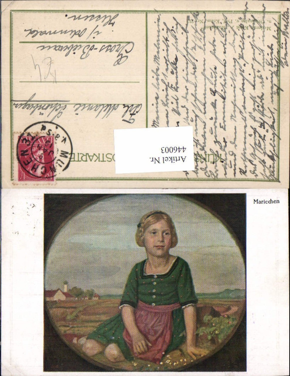 446003,Künstler Ak Prof. Kraus Mariechen Kind Mädchen Zöpfe Passepartout