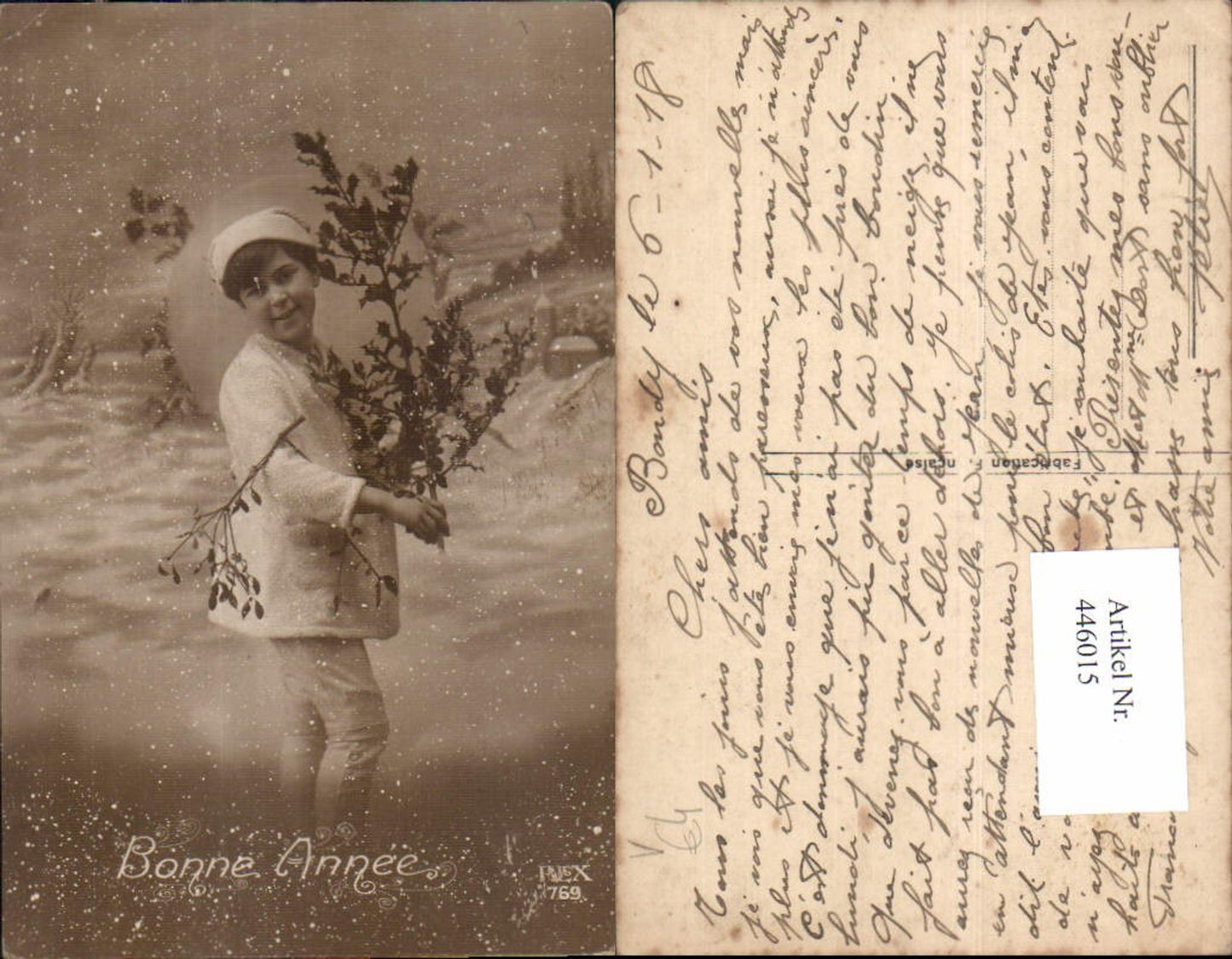 446015, Child Boy Holly Branch Snow Winter Landscape pub REX 769