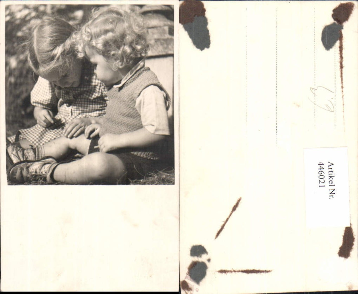 446021,Foto Ak Blonde Kinder Lockenköpfe Bub Mädchen