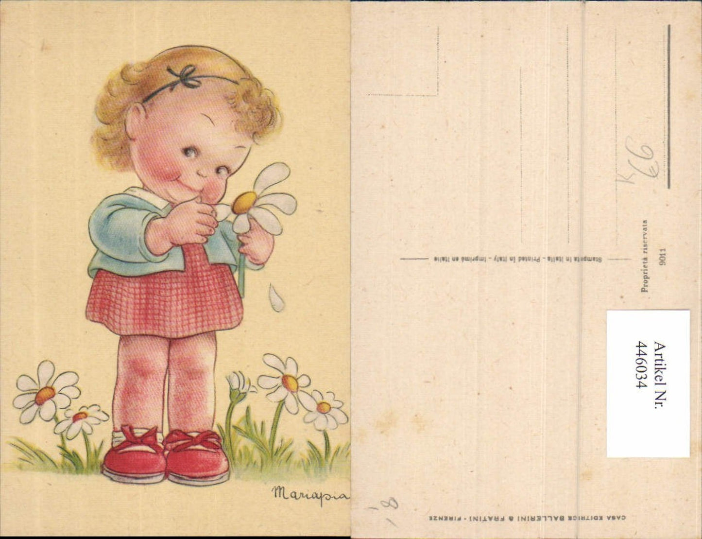 446034,Künstler Ak Mariapia Kind Mädchen Blumen Margeriten