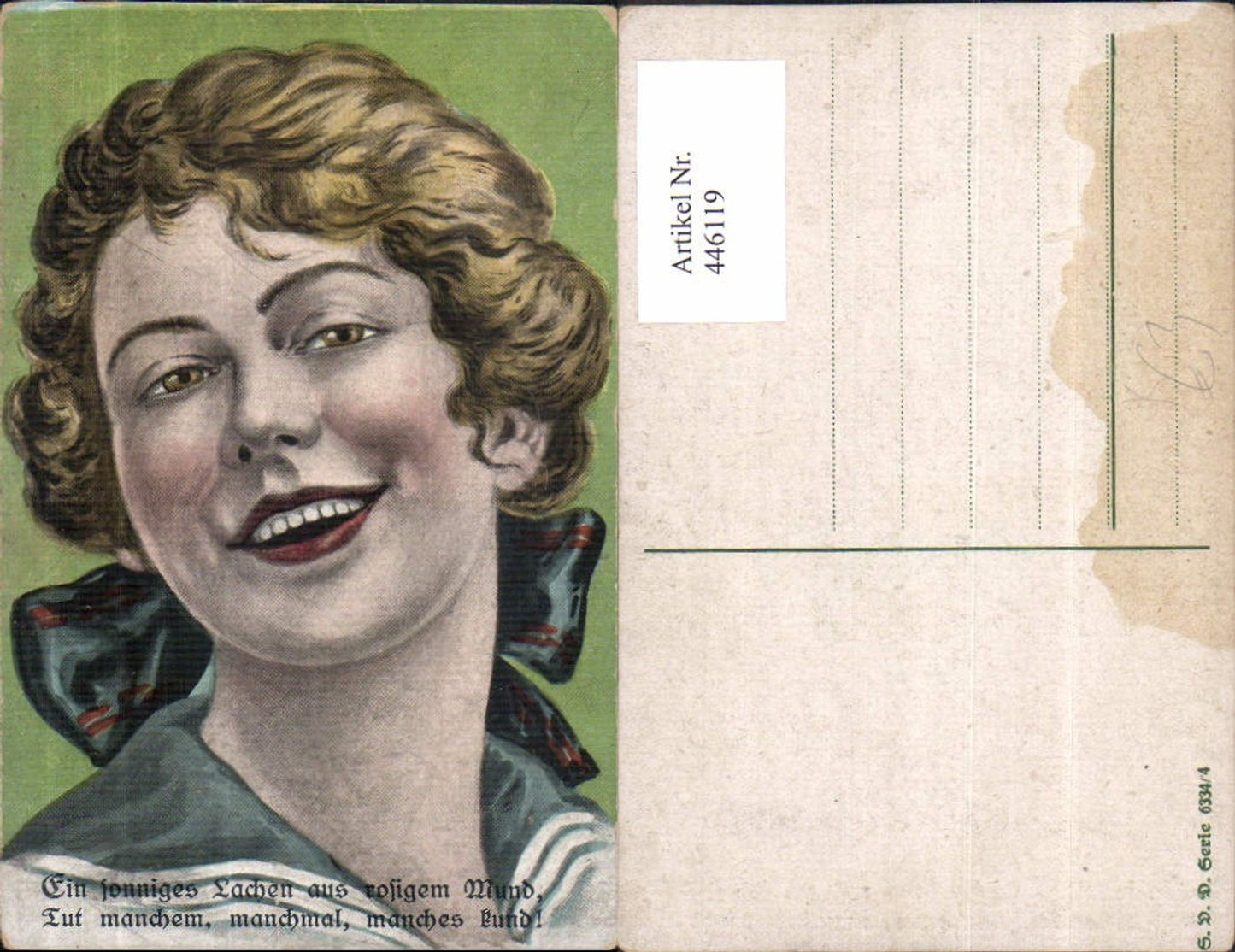 446119,Künstler Ak Kind Mädchen Haarschleife Uniform Matrosenanzug Portrait