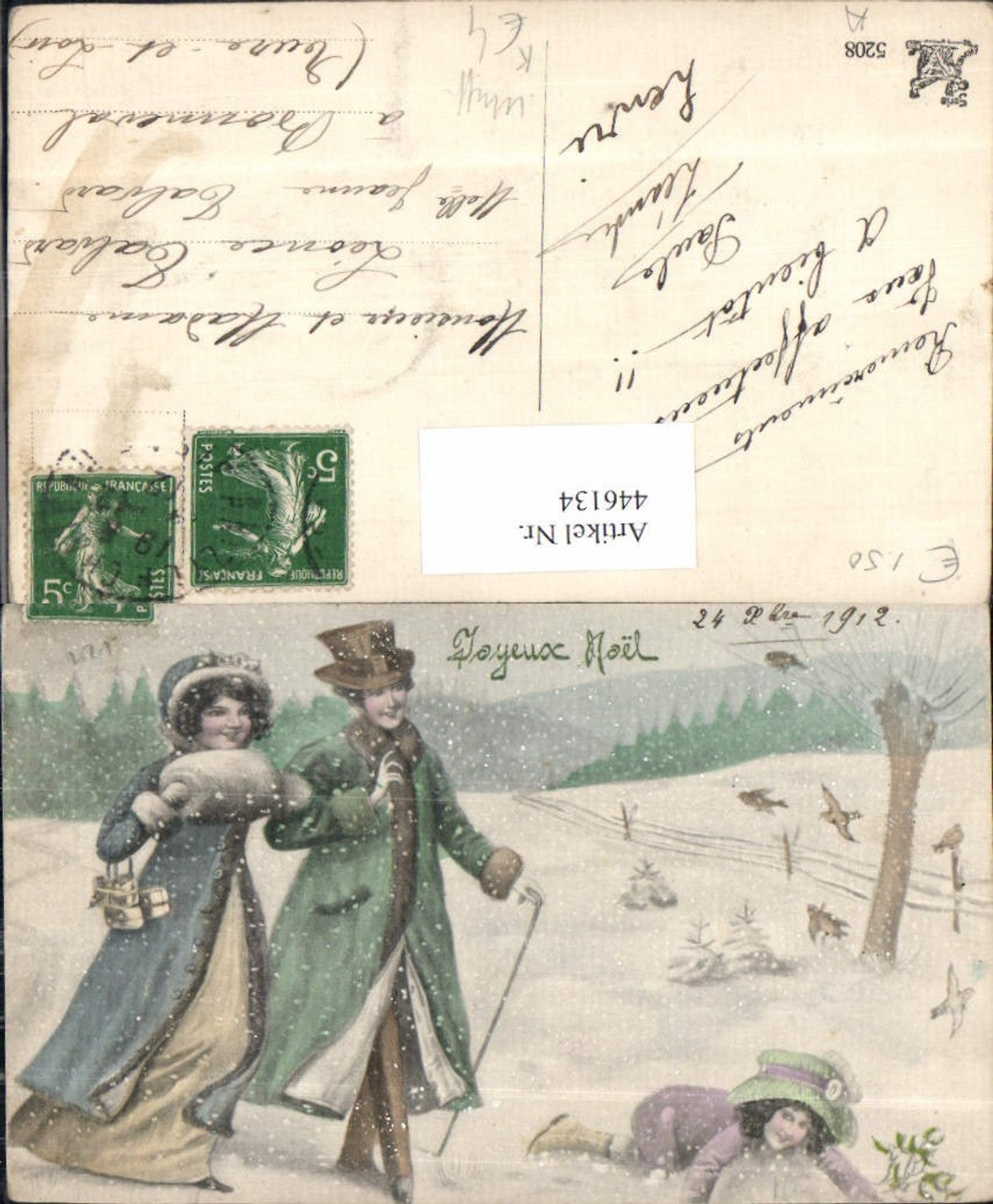 446134,Künstler Ak Frau Mode Pelz Muff Mantel Pelzkragen Mann Winterlandschaft