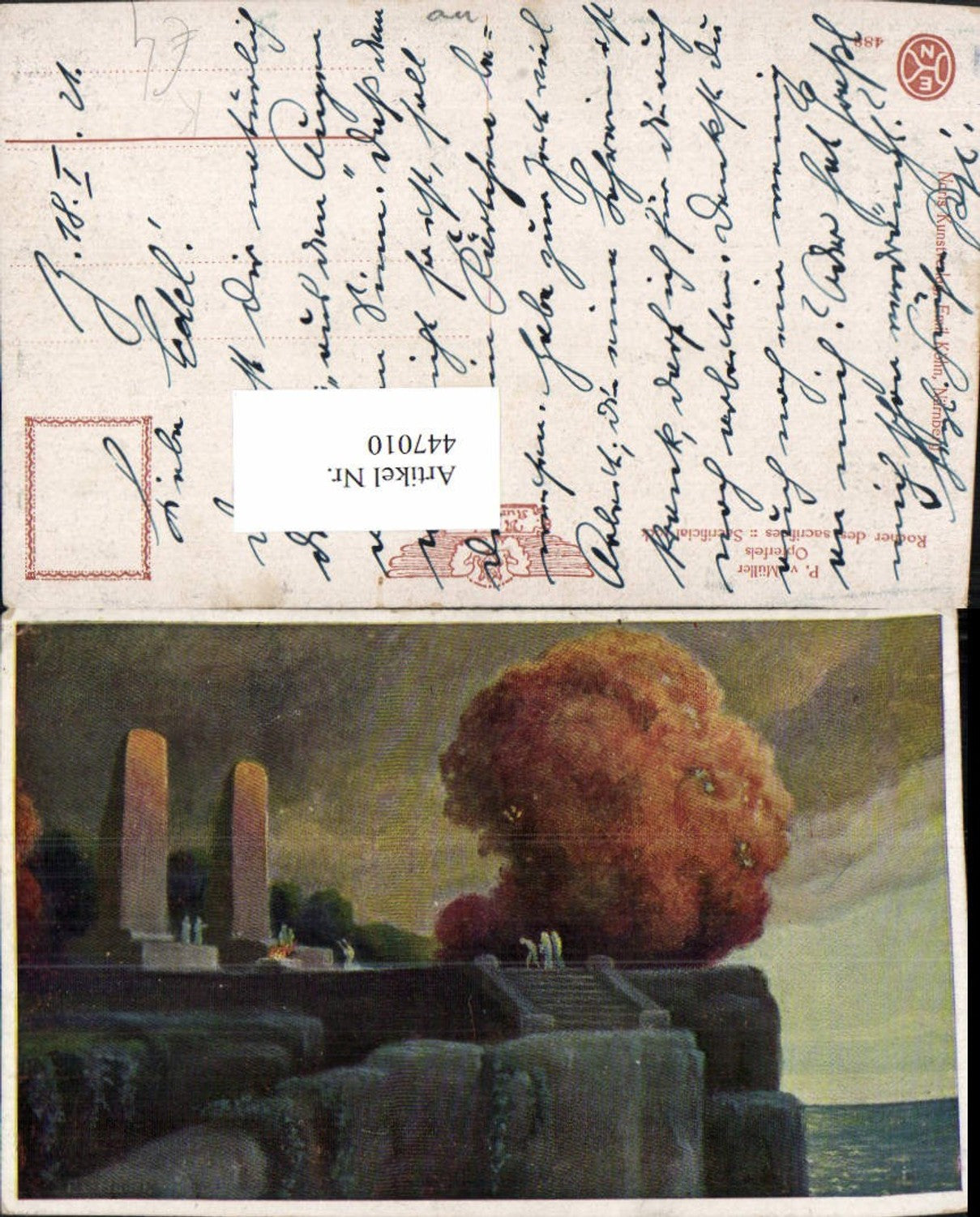 447010,Künstler AK P. v. Müller Opferfels Felsen
