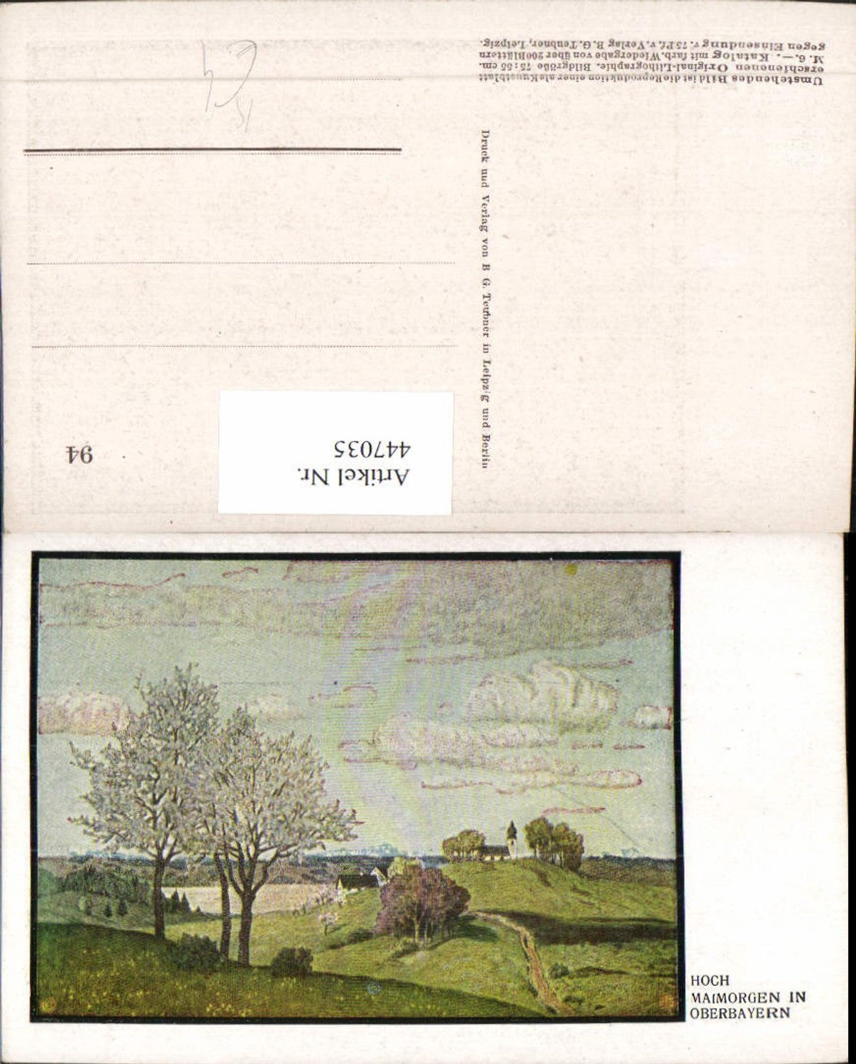 447035,Künstler AK Hoch Maimorgen in Oberbayern Landschaft