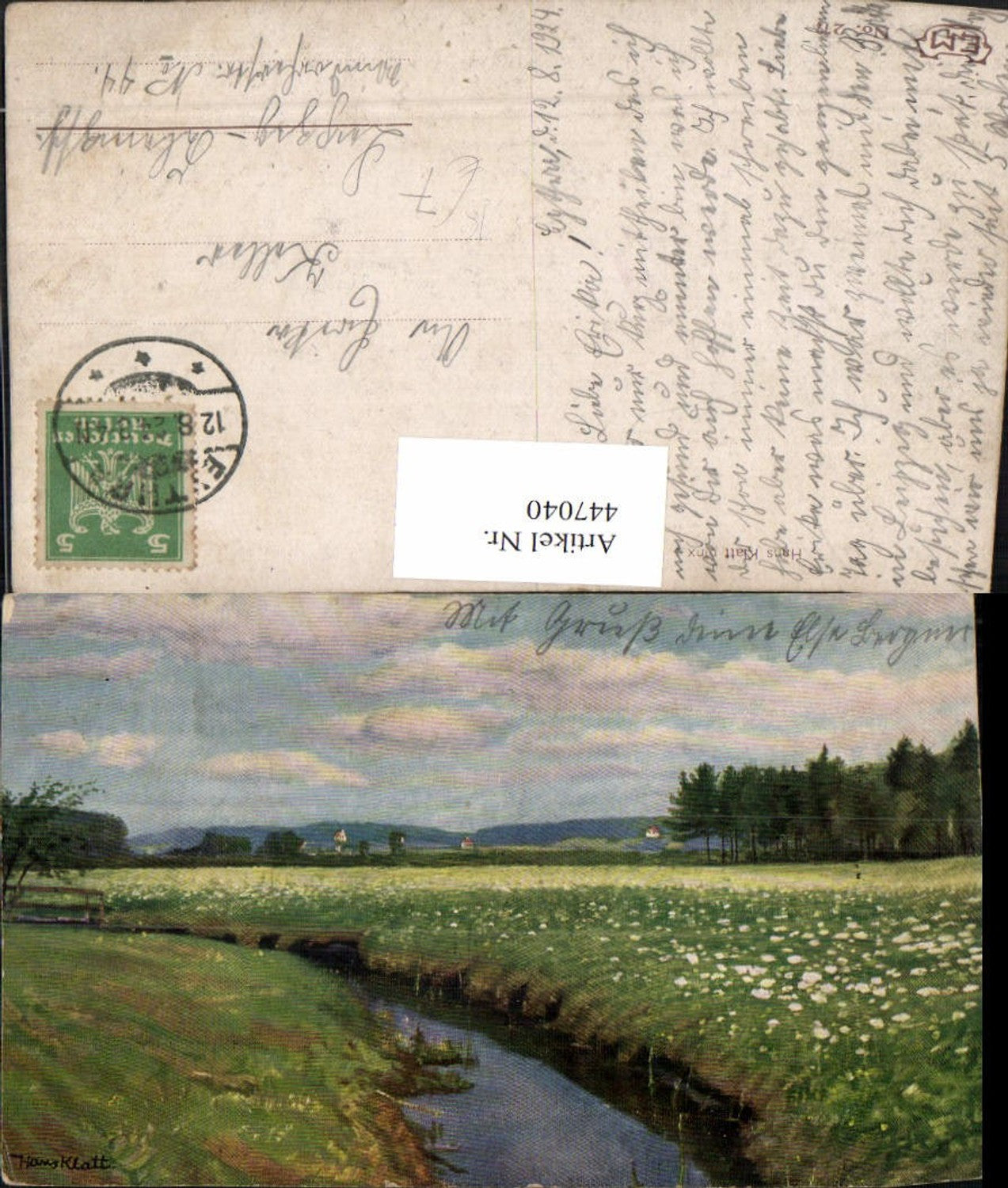 447040,Künstler AK Hans Klatt Landschaft Bach