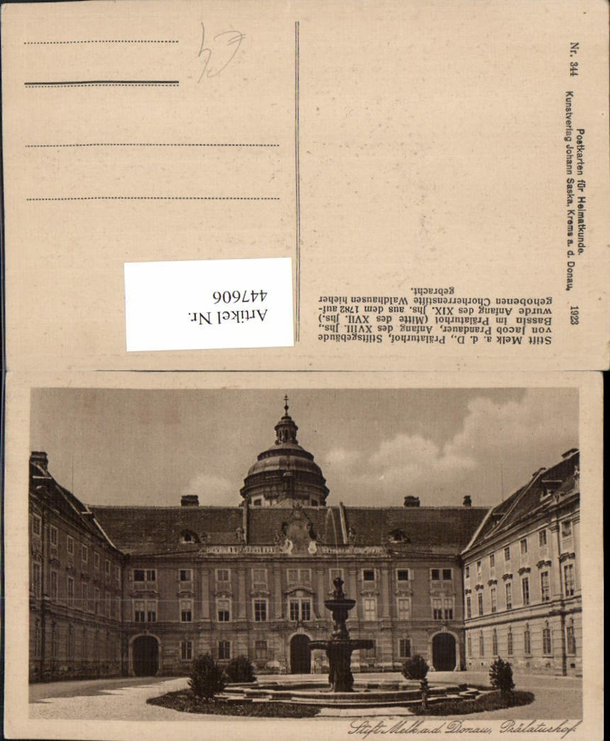 447606, Melk Abbey on the Danube, Prelature Court, Courtyard, Fountain