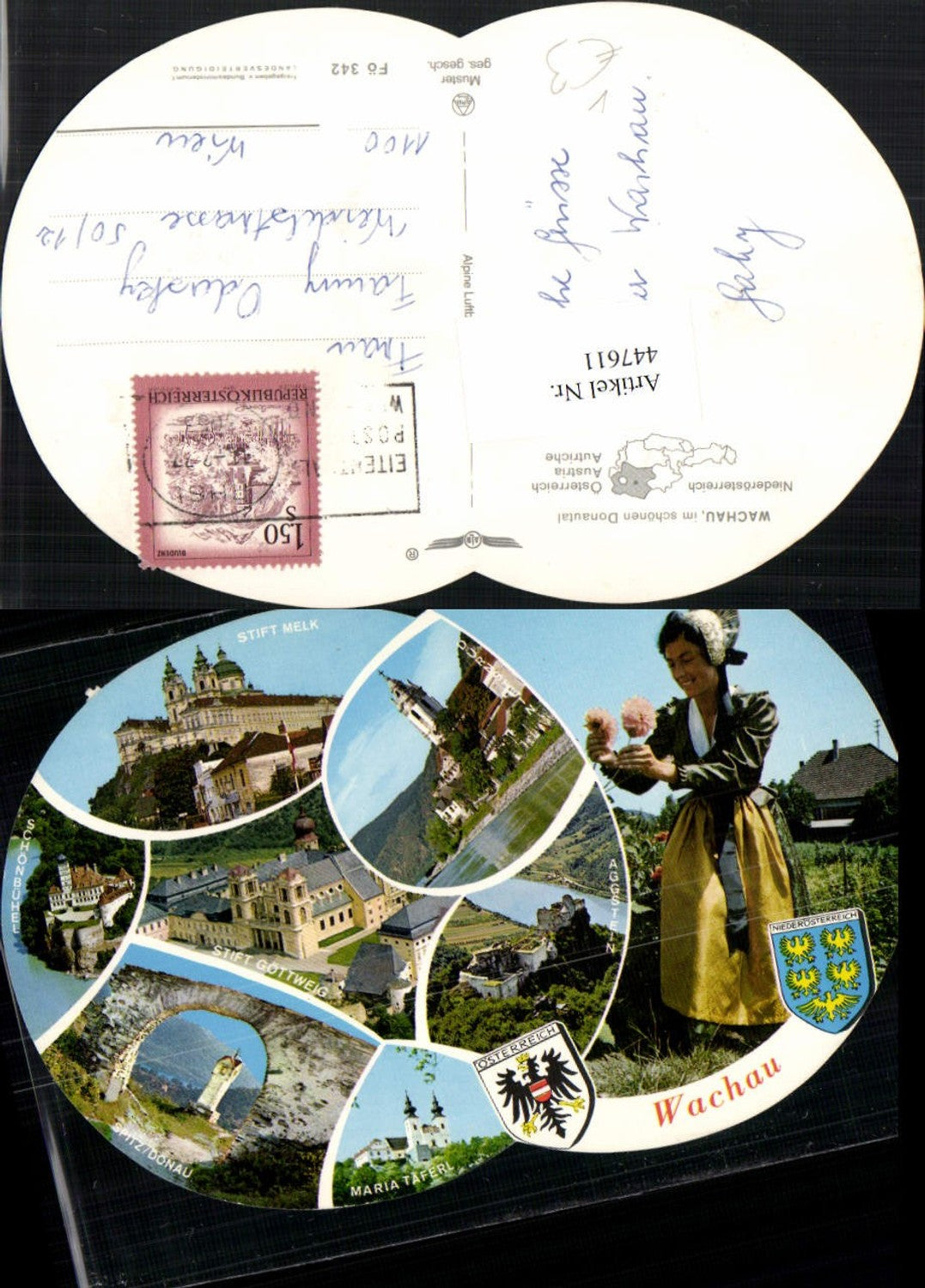 447611, Wachau Tracht Stift Melk Schönbühel Aggstein Multi-image map pub Alpine aerial photograph 342
