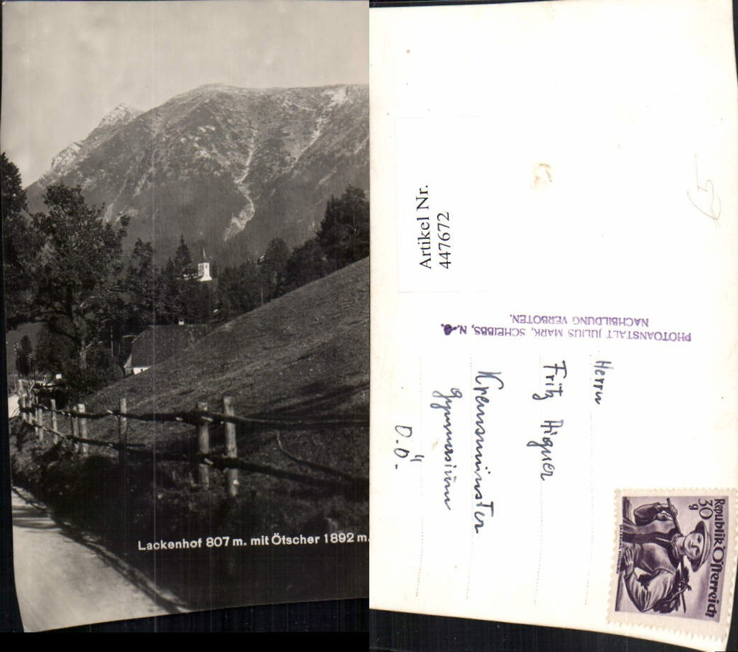 447672,Lackenhof Kirche m. Ötscher Bergkulisse