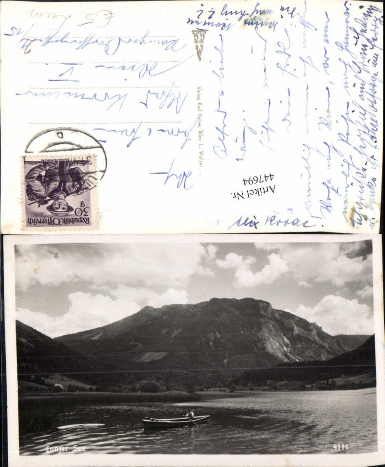 447694,Lunzer See b. Lunz Ruderboot Boot Bergkulisse