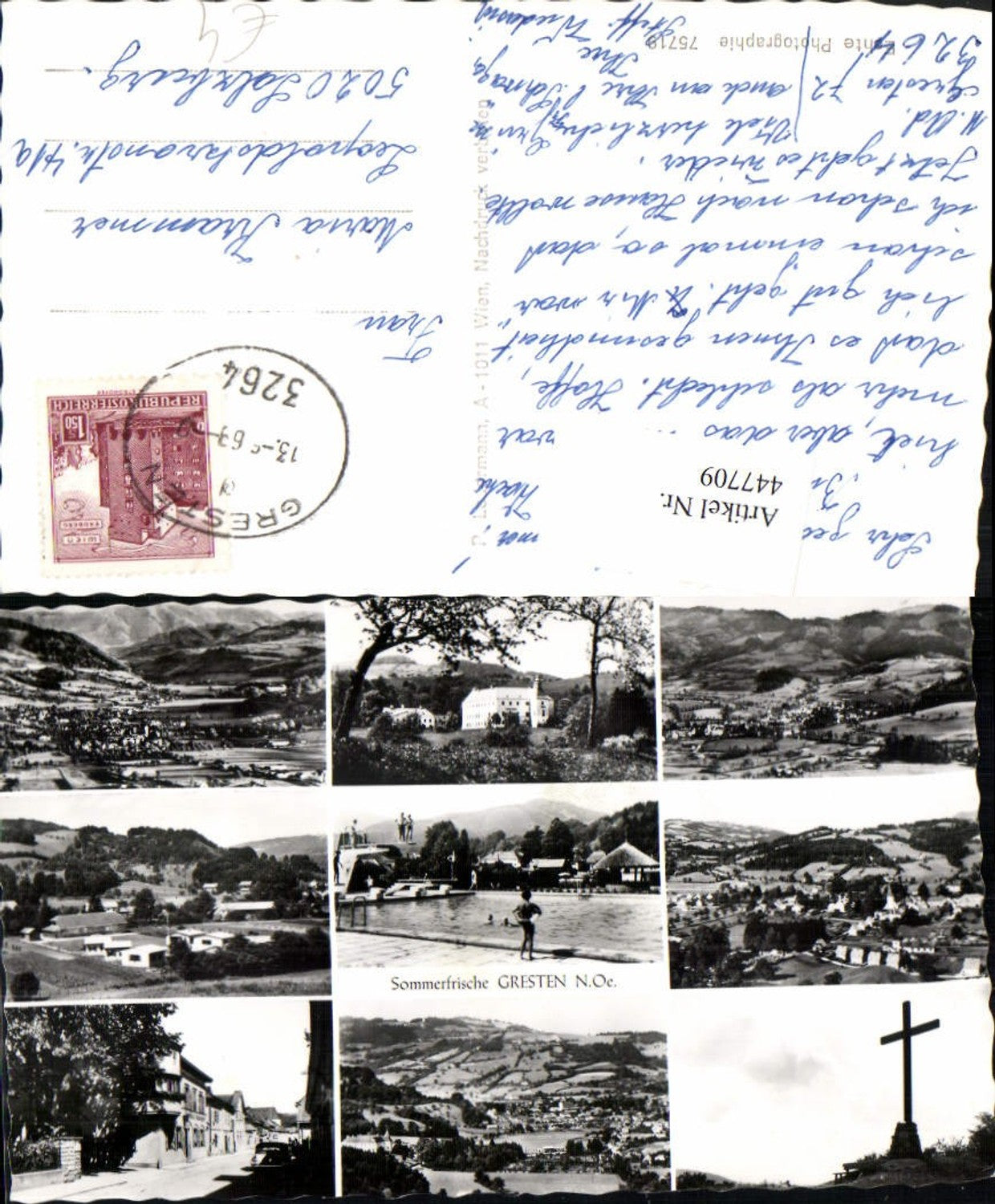 447709,Gresten Totale Freibad Schwimmbad Kreuz Mehrbildkarte