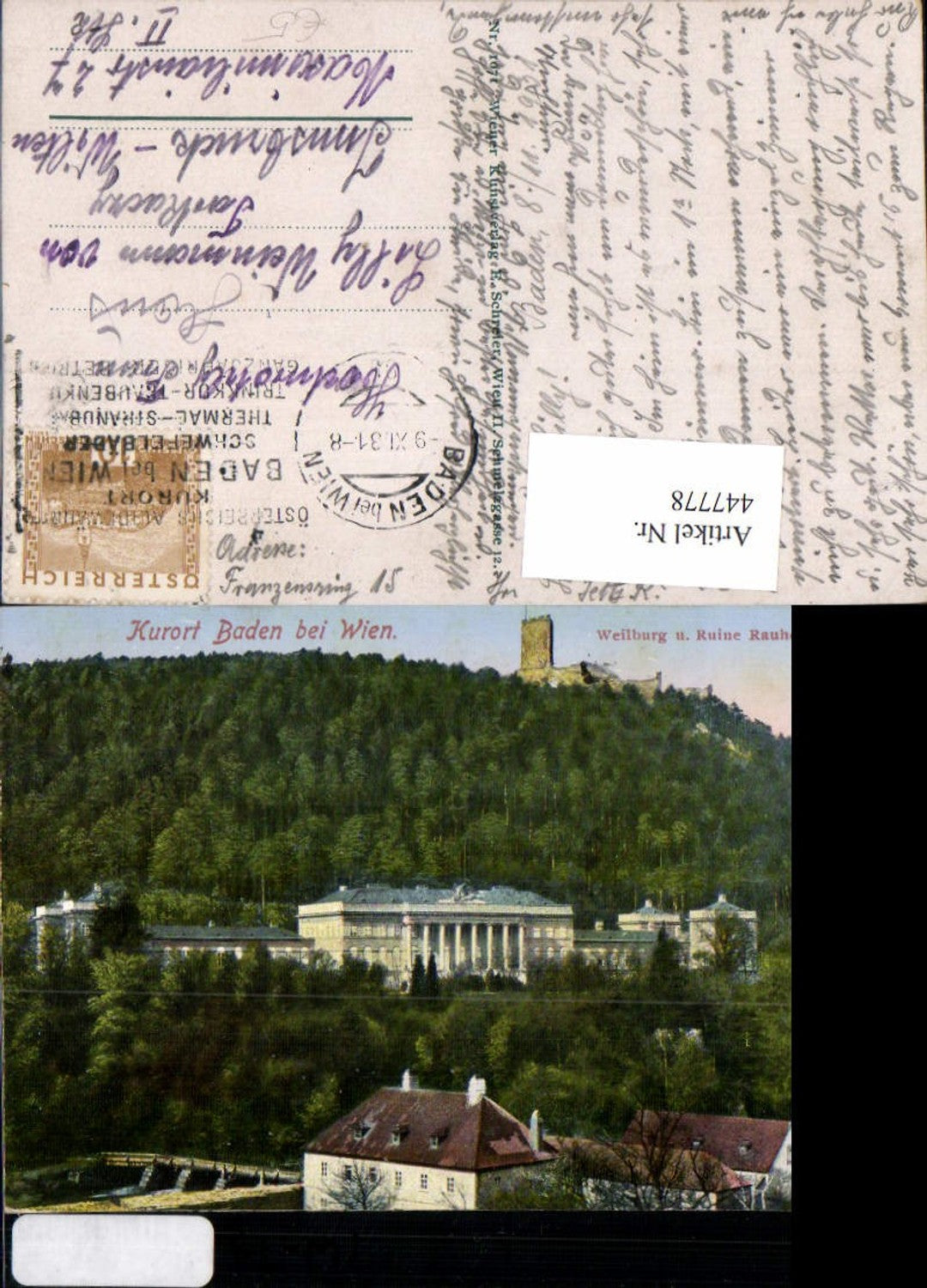 447778,Baden b. Wien Weilburg u. Ruine Rauheneck