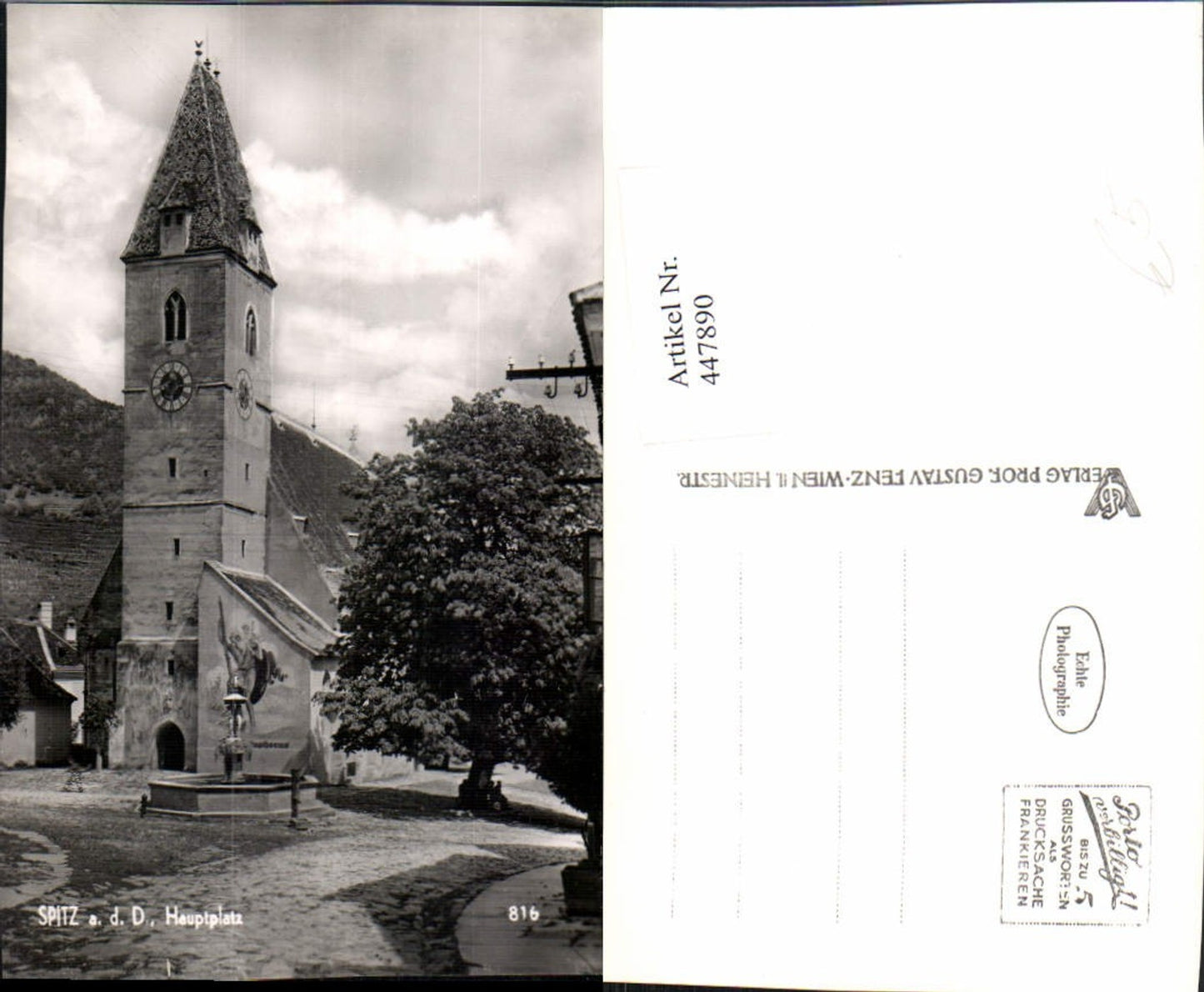 447890,Spitz an d. Donau Hauptplatz Brunnen Kirche