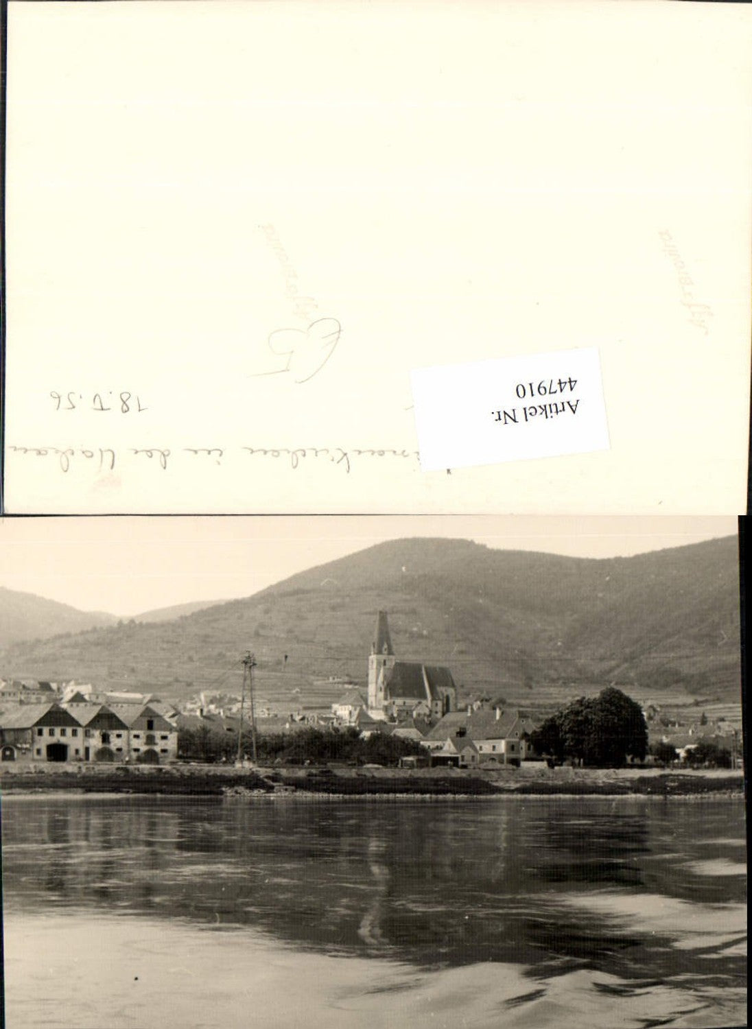 447910,Fotokarte Weißenkirchen in d. Wachau Teilansicht Kirche 1956