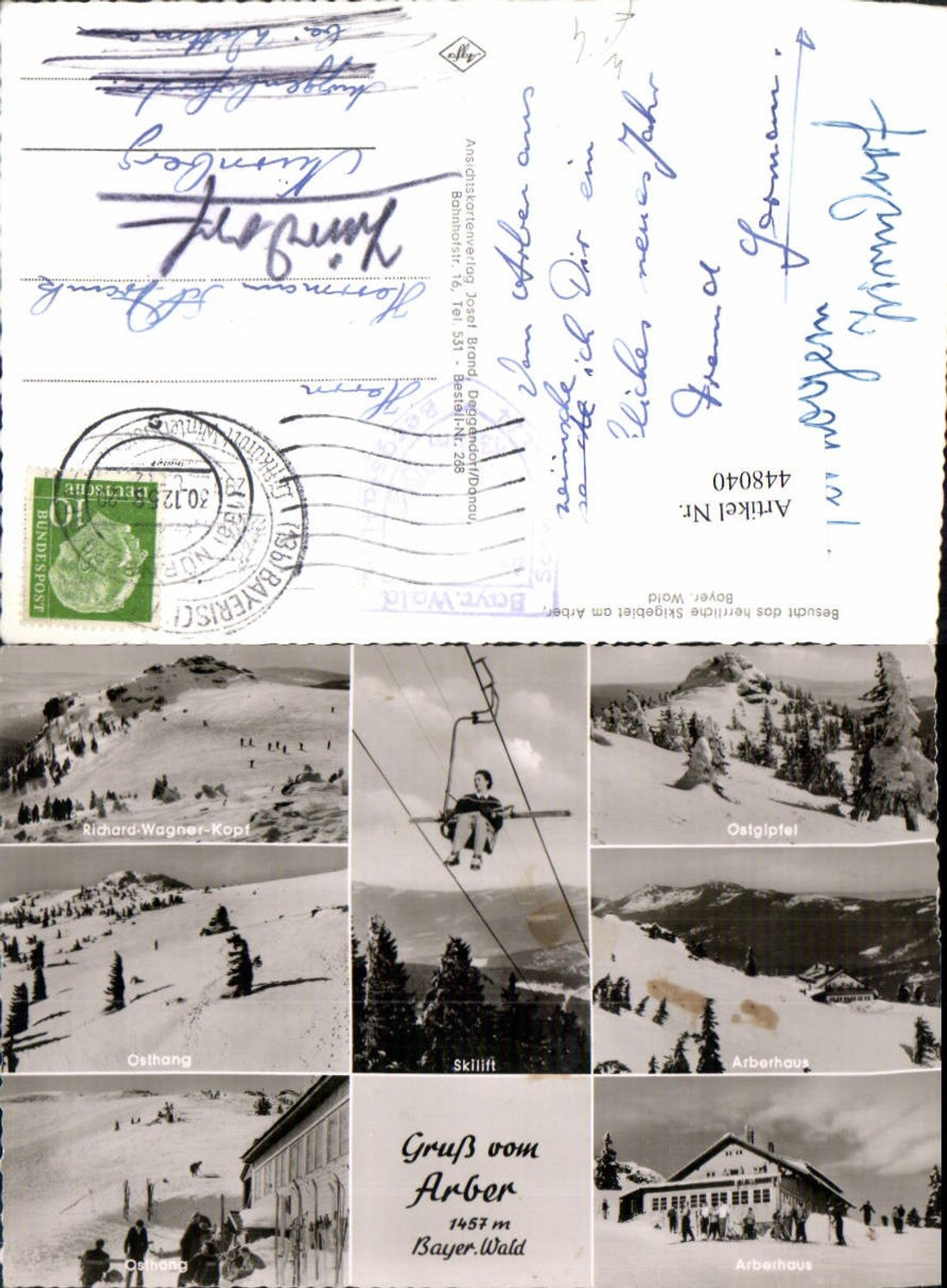 448040,Arber b. Bayerisch Eisenstein Sessellift Winterbilder Mehrbildkarte