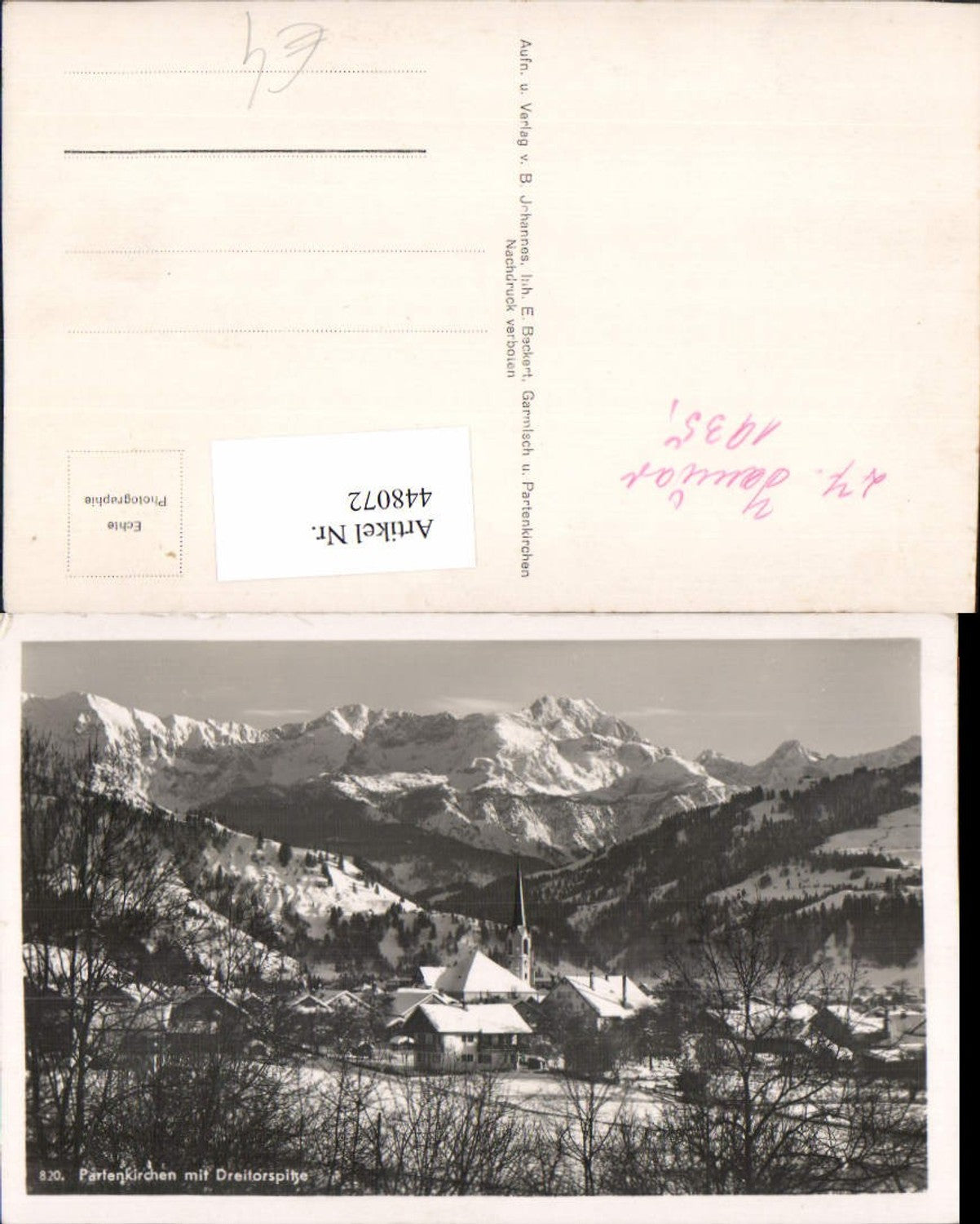 448072,Partenkirchen Totale m. Dreitorspitze Bergkulisse Winterbild