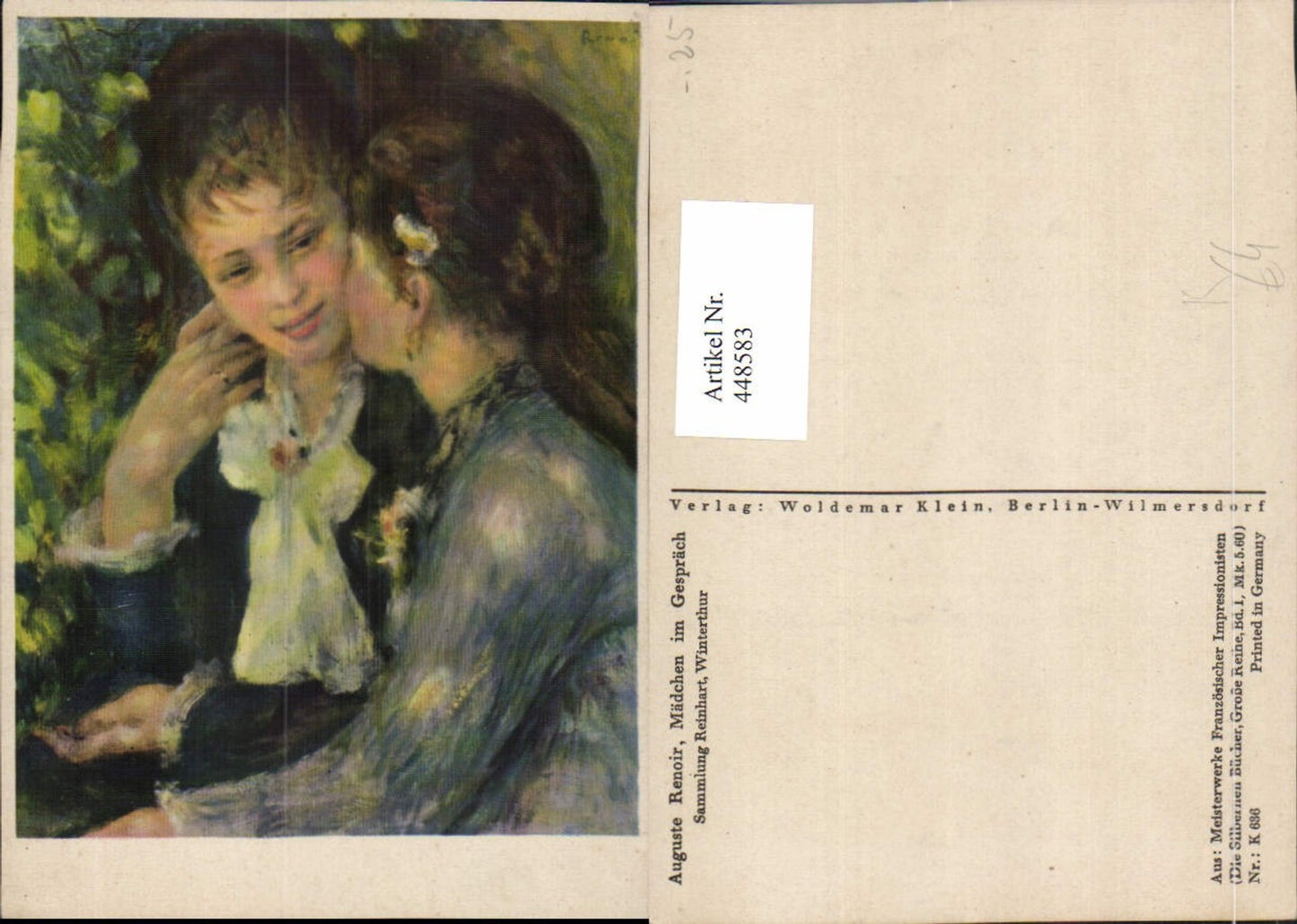 448583,Künstler AK Auguste Renoir Mädchen im Gespräch