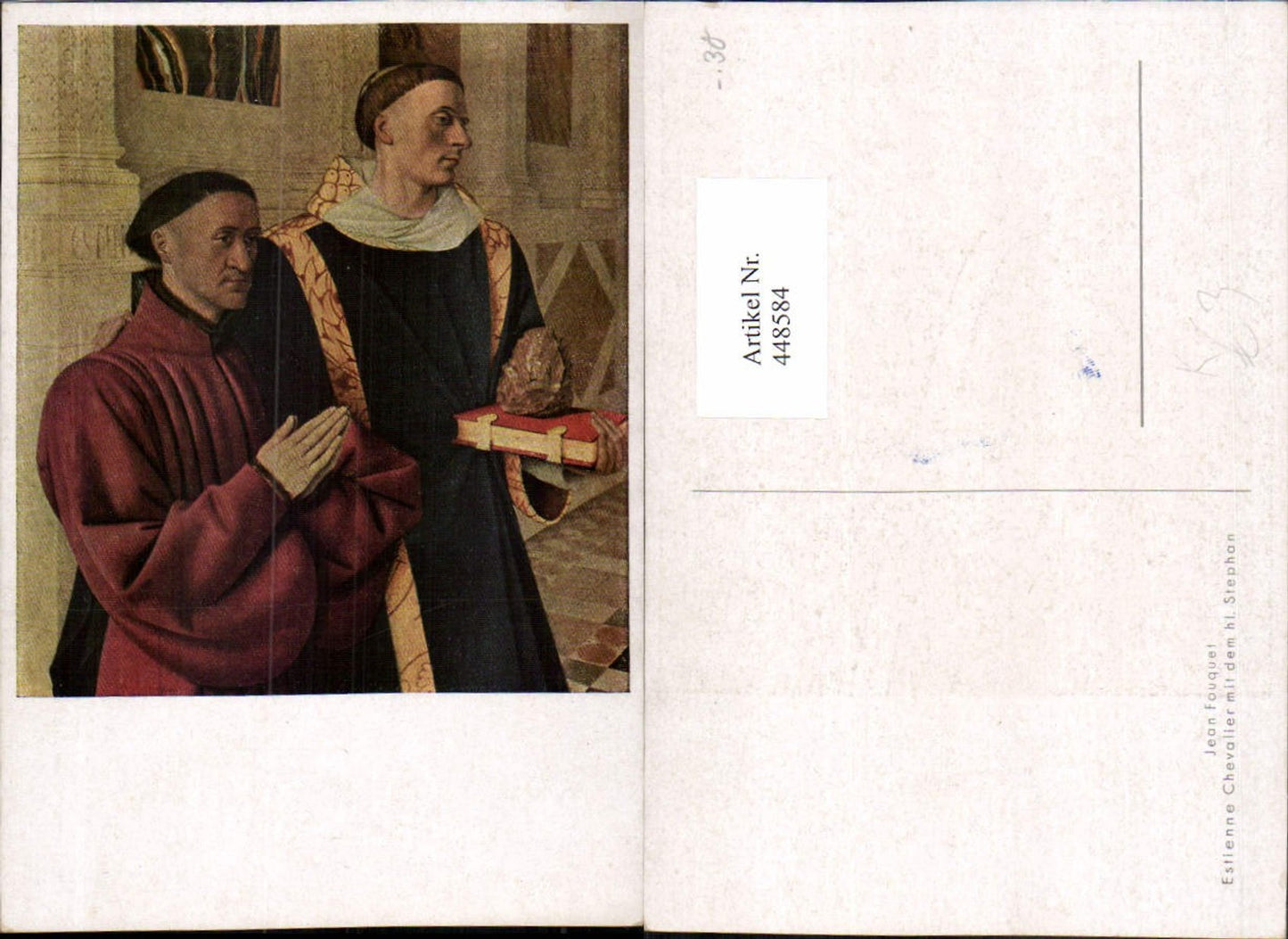 448584,Künstler AK Jean Fouquet Estienne Chevalier m. d. hl. Stephan