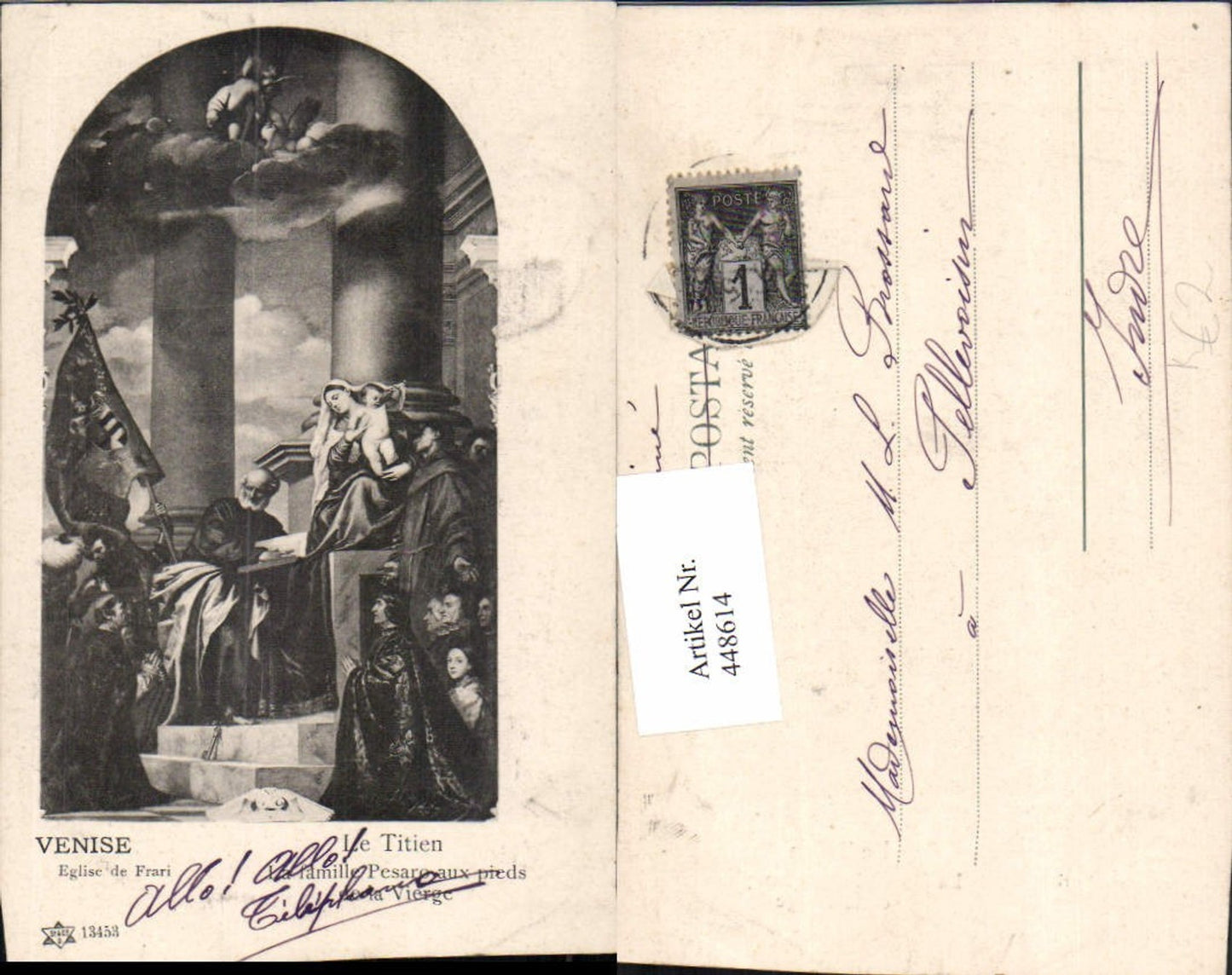 448614,Künstler AK Venise Le Titien La Familie Pesaro aux pieds de la Vierge Religion