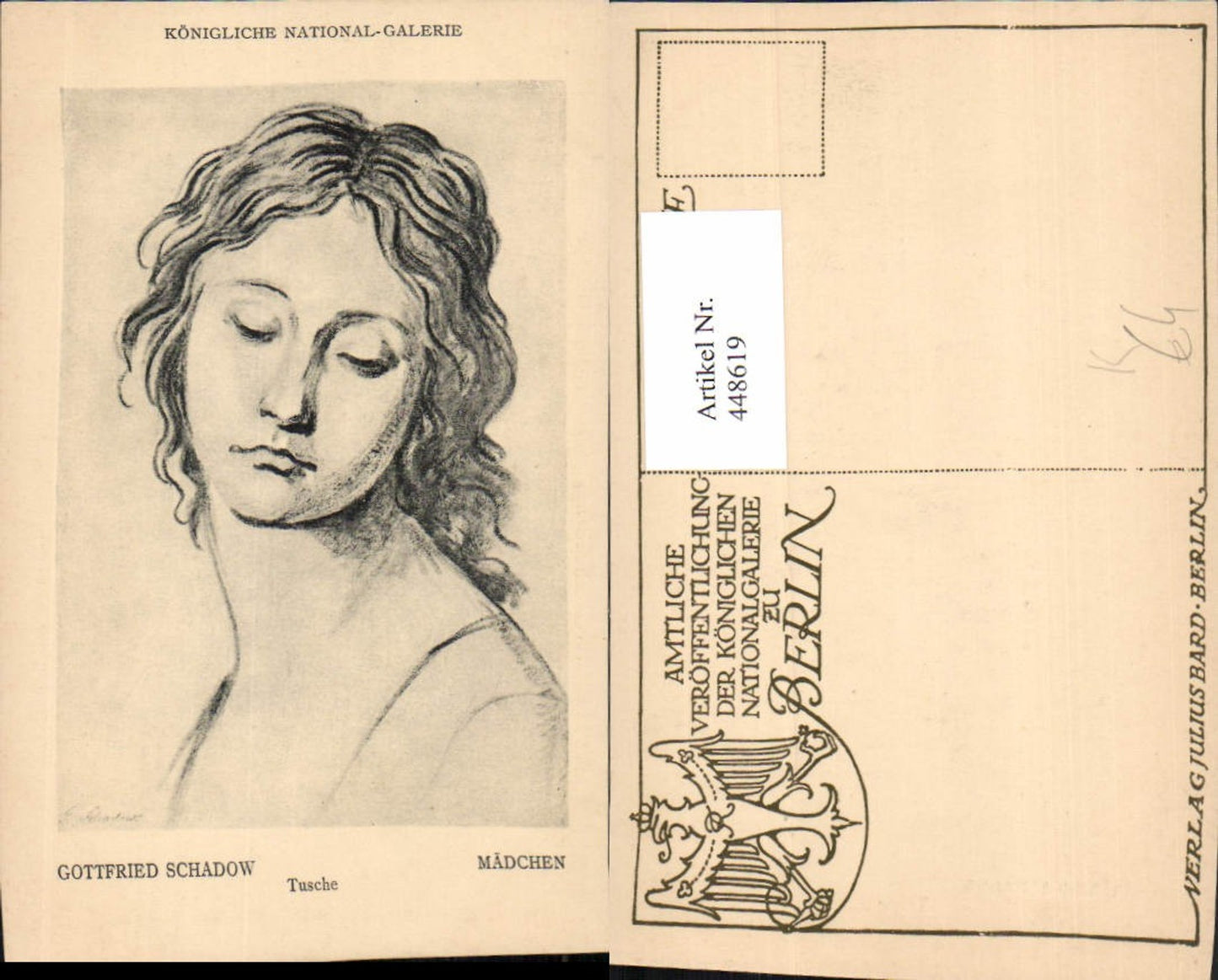 448619,Künstler AK Gottfried Schadow Mädchen Portrait