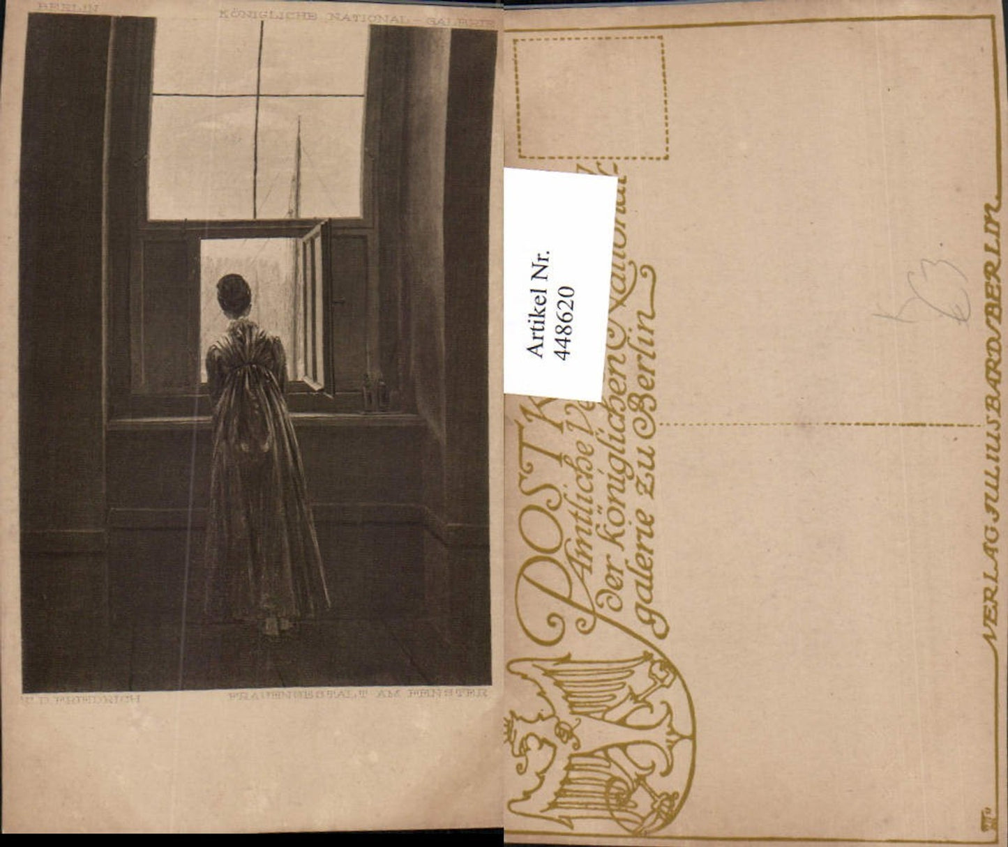448620,Künstler AK Berlin C. D. Friedrich Frauengestalt am Fenster
