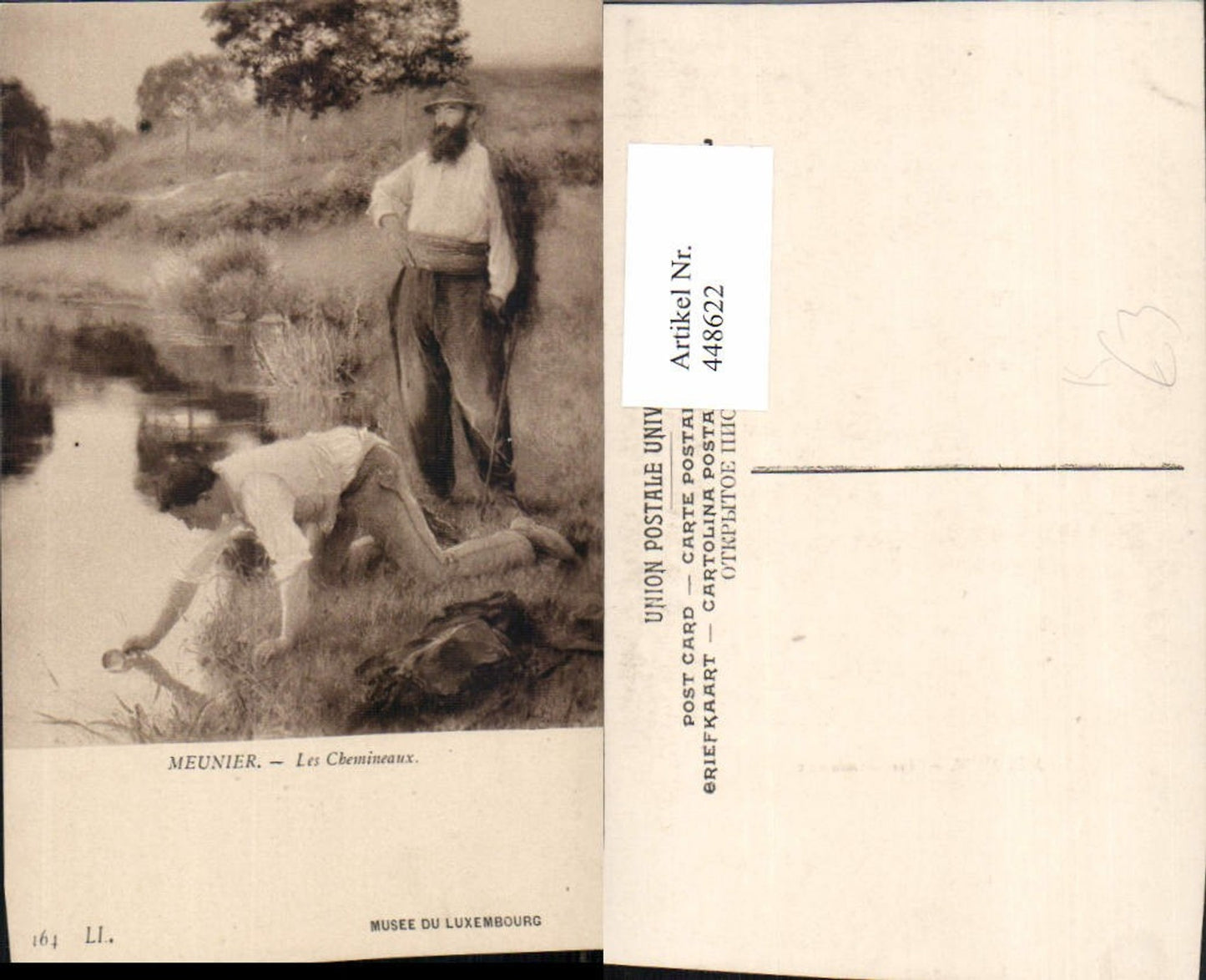 448622,Künstler AK Luxembourg Meunier Les Chemineaux Mäneer Wanderer Fluss