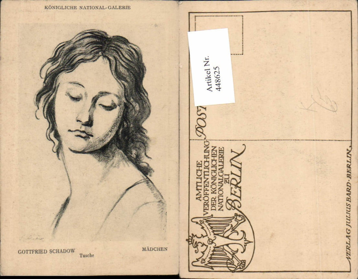 448625,Künstler AK Berlin Gottfried Schadow Mädchen Portrait
