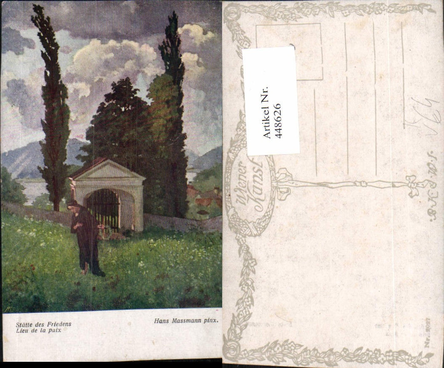 448626,Künstler AK Hans Massmann Stätte des Friedens Frau Umhang pub B.K.W.I. 2027