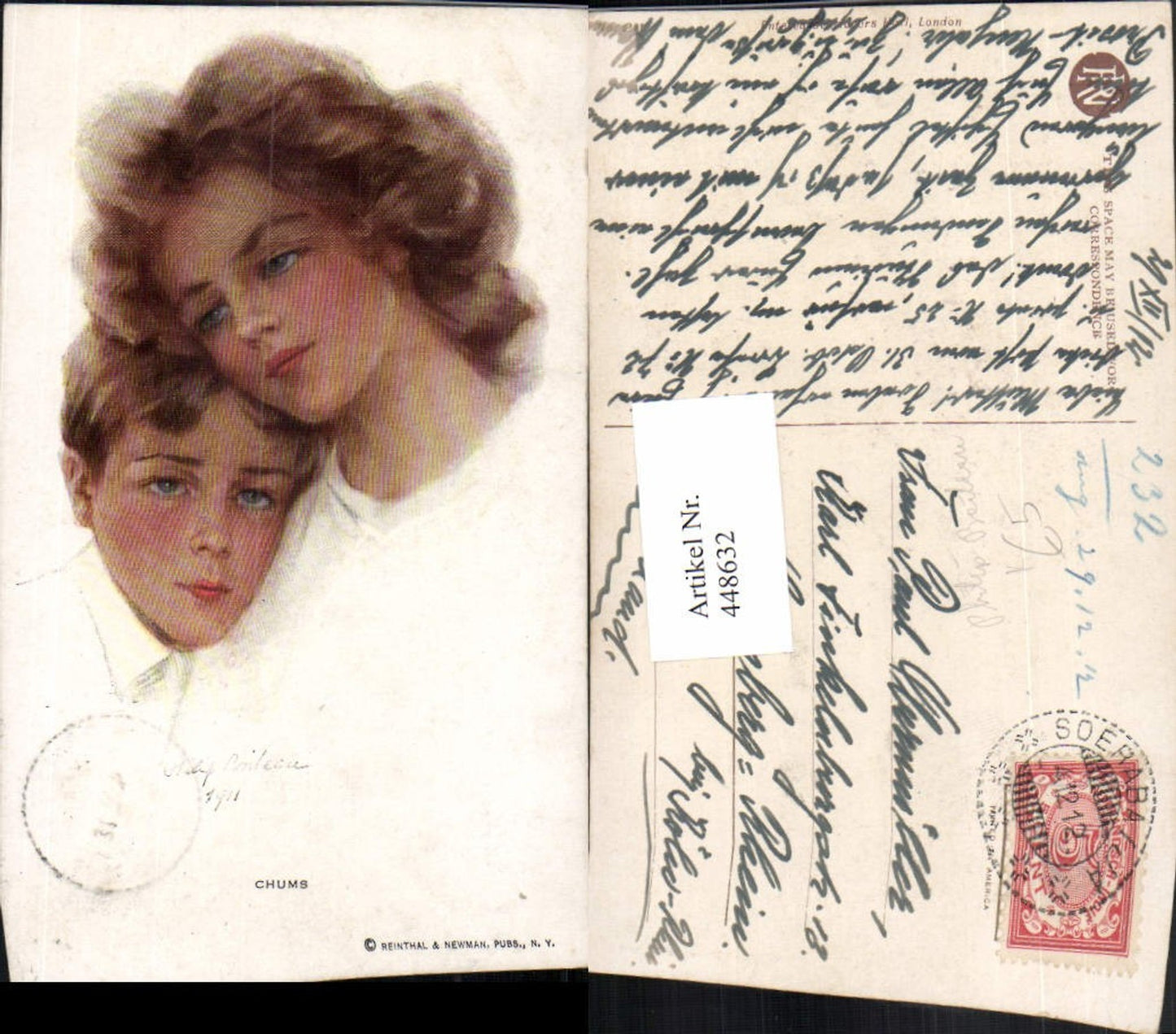 448632,Künstler AK Philip Boileau Chums Frau Mutter m. Kind Portrait pub Reinthal & Newman