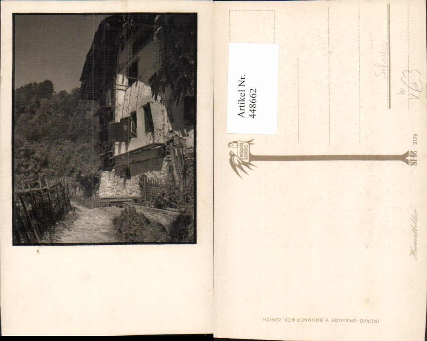 448662, Photo Incavo Gravure Brunner & Co Zurich Switzerland House Building Motif